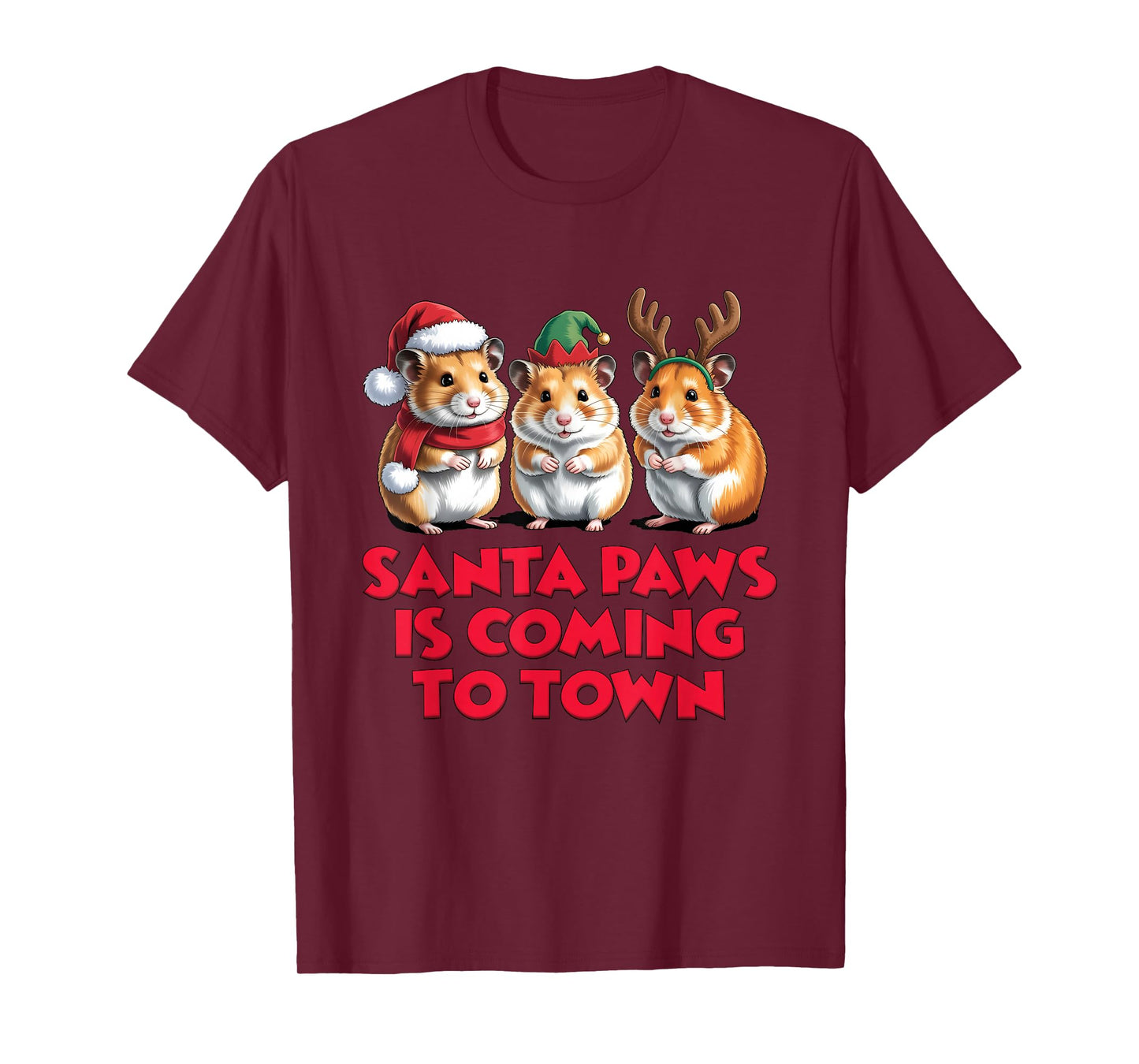 Santa Paws is Coming to Town Funny Christmas Pets T-Shirt