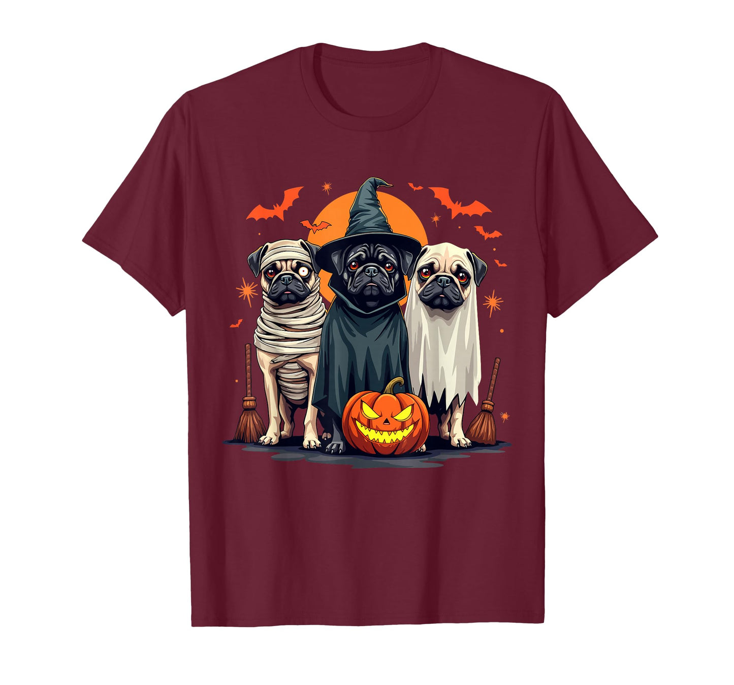 Pug Halloween Costume Mom Witch Ghost Dog Lover T-Shirt
