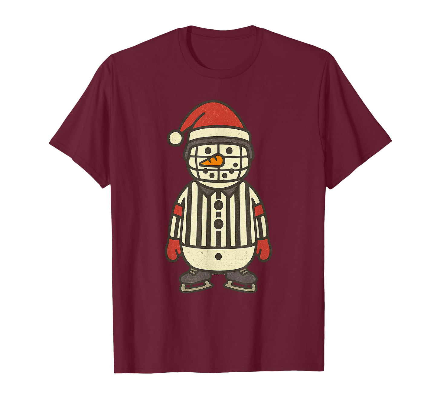 Snowman Referee Ice Hockey Christmas Vintage Funny Xmas T-Shirt