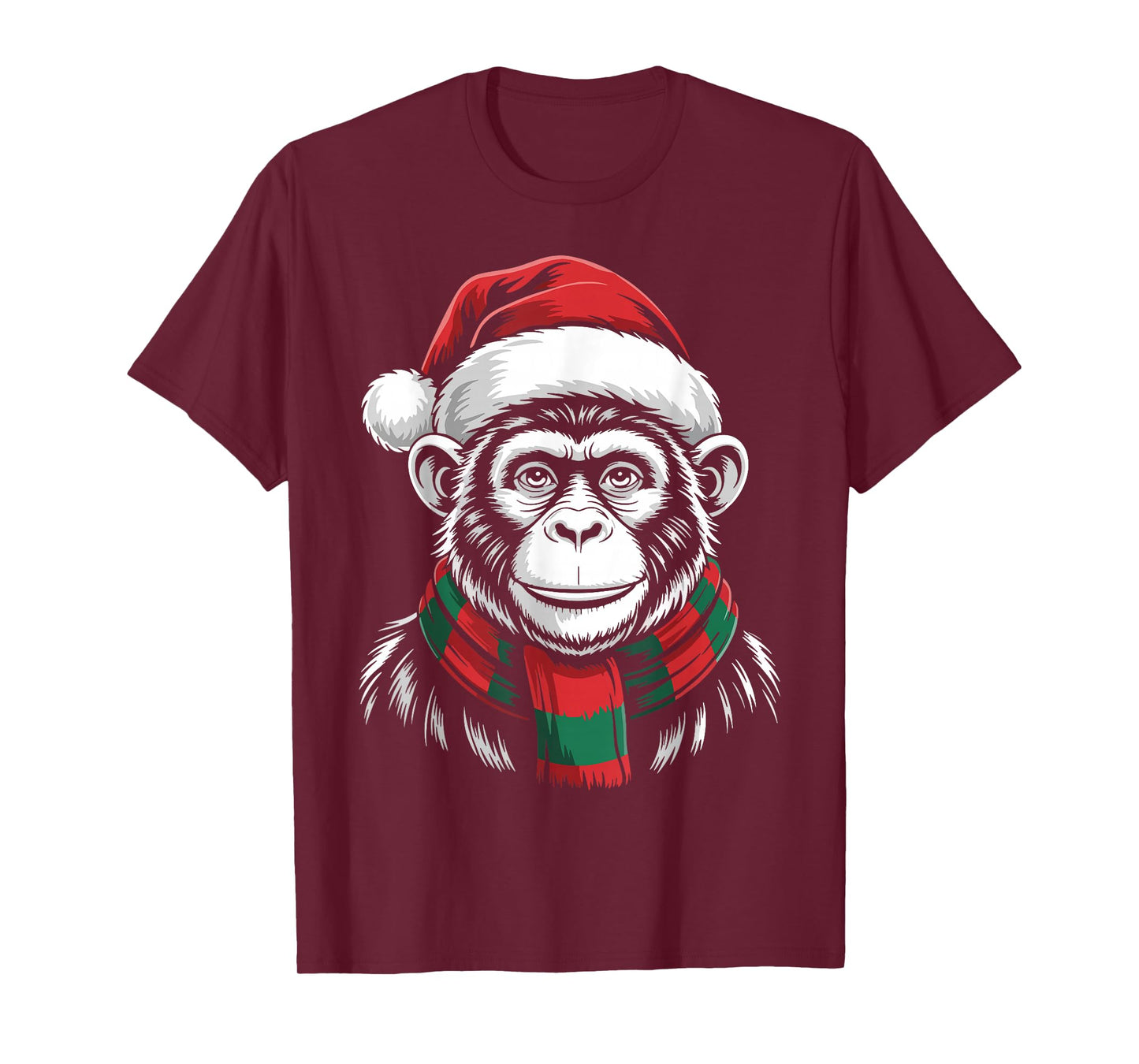 Ape Xmas Santa Hat Scarf Christmas Costume T-Shirt