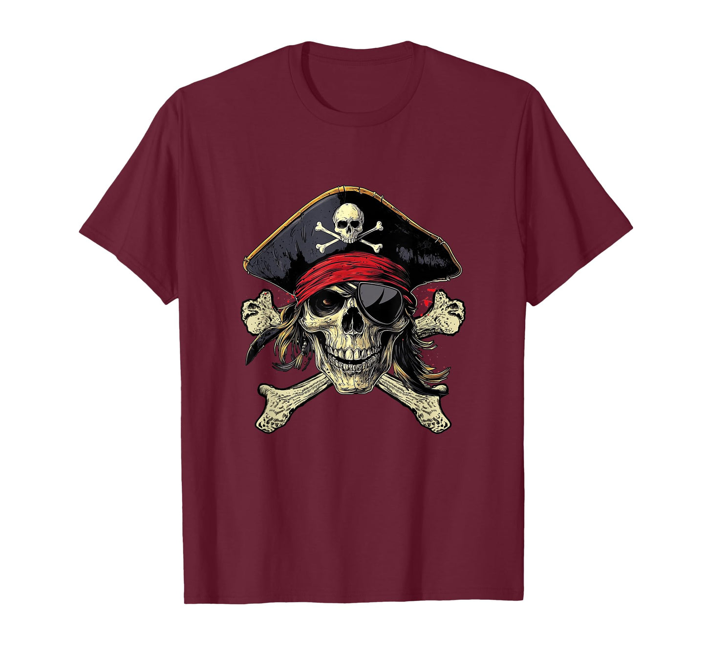 Pirate Skull Crossbones Halloween Costume Buccaneer Men Boy T-Shirt