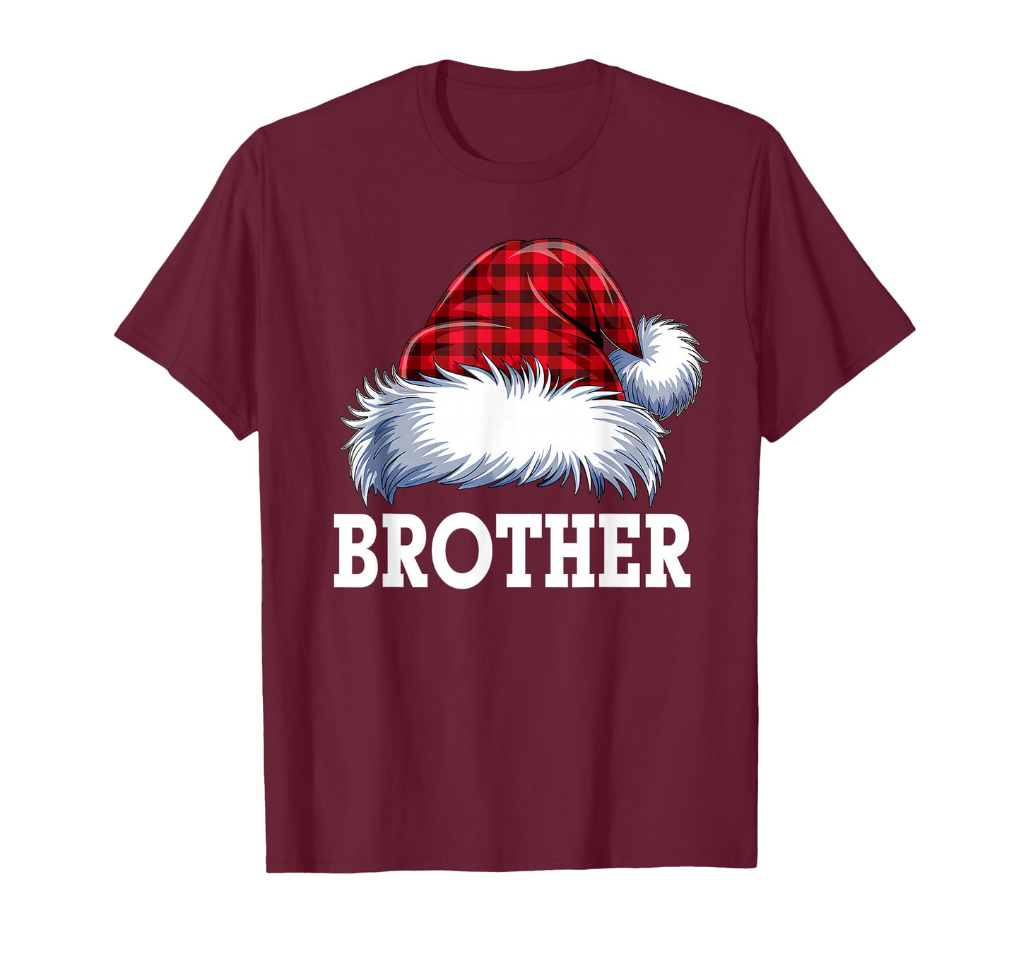 Brother Santa Red Plaid Christmas Family Matching Pajamas T-Shirt