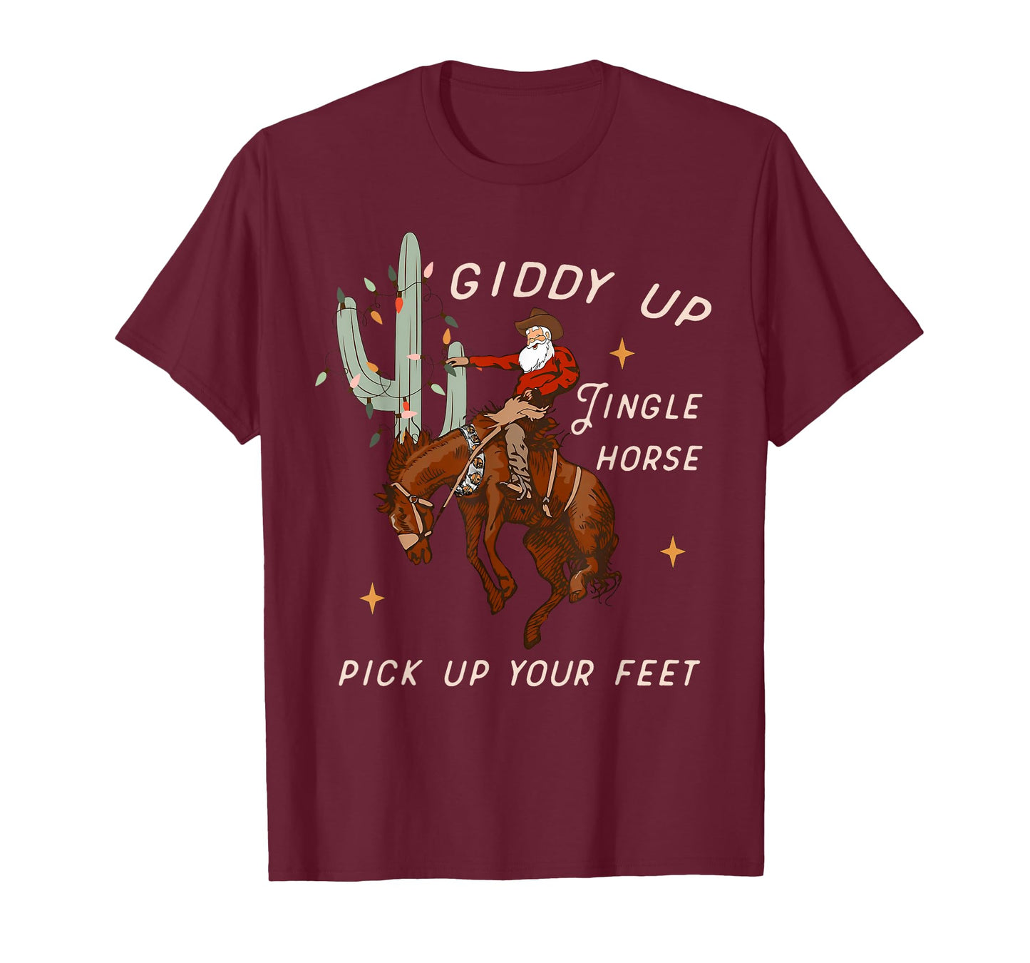 Giddy Up Jingle Horse Santa Cowboy Western Christmas Xmas T-Shirt