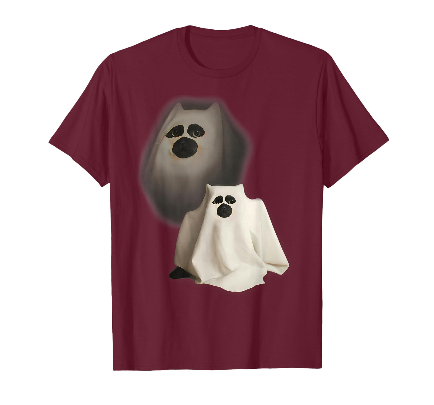 Ghost Cat Meme Funny Halloween Men Women Kids T-Shirt