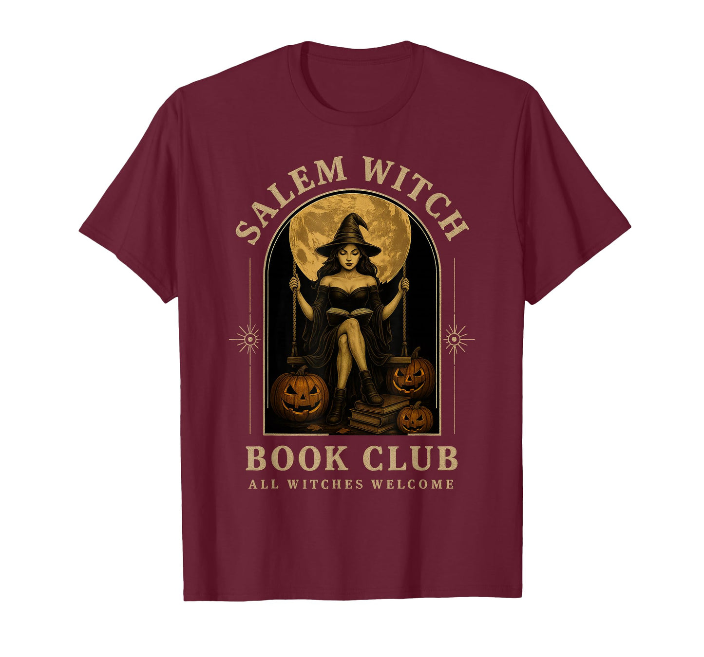 Salem Witch Book Club Bookish Halloween Full Moon Reader T-Shirt