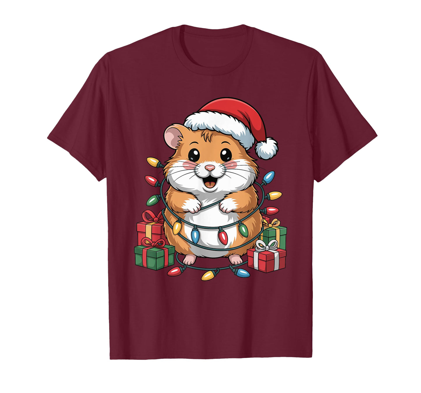 Funny Hamster Santa Hat Animals Lovers Ugly Christmas Pajama T-Shirt