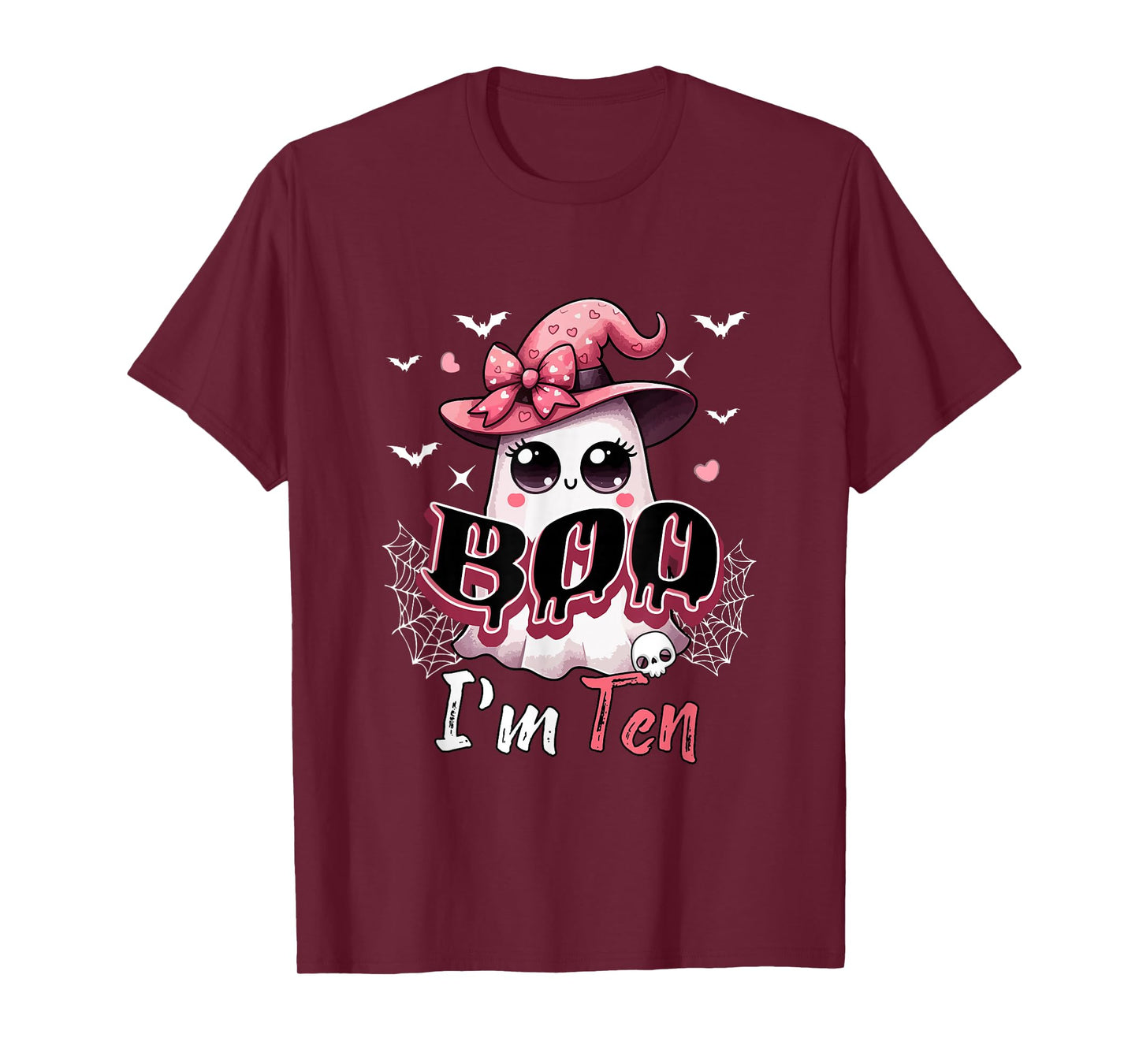 Boo I'm Ten Halloween 10th Birthday Boo As Witch Lover Kids T-Shirt