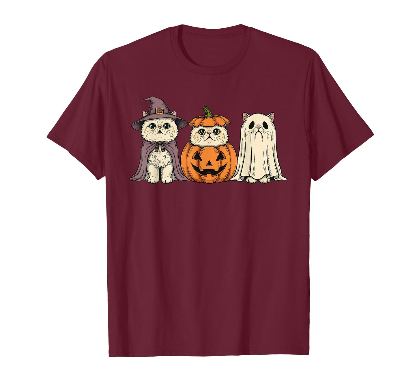 Spooky Ghost Persian Cat Lover Pumpkin Halloween T-Shirt