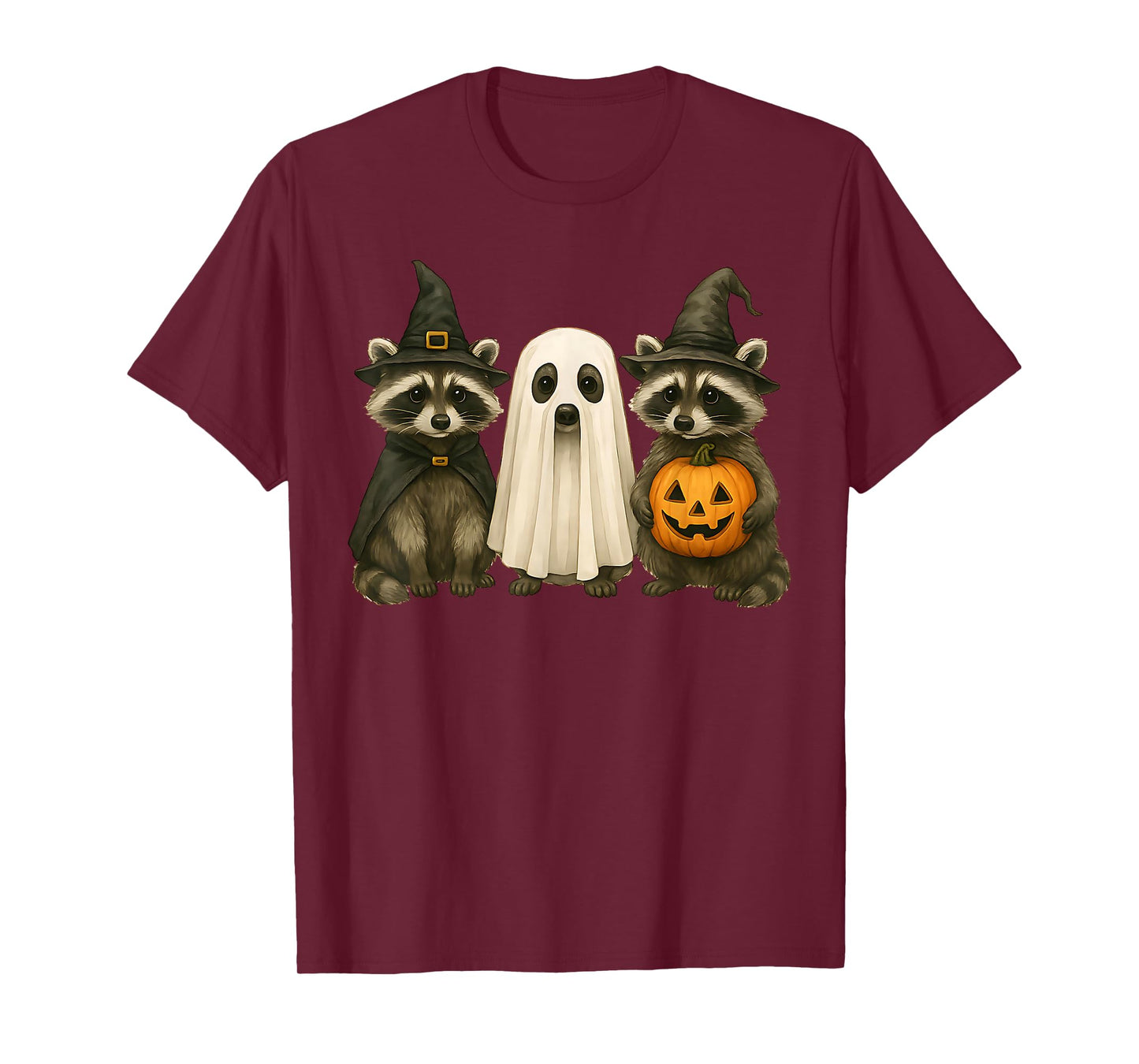 Raccoon Halloween Trash Panda Witch Ghost Pumpkin T-Shirt