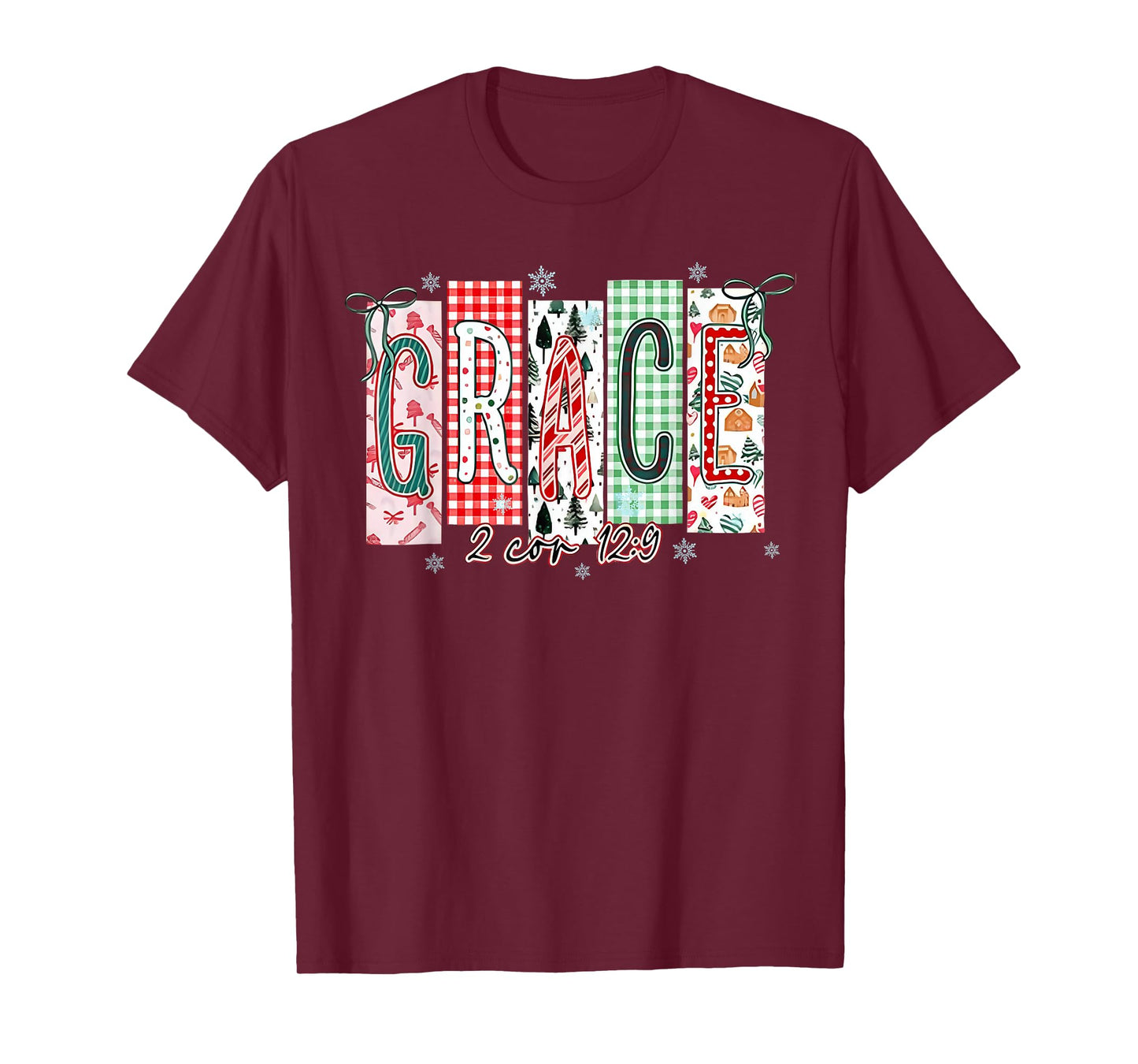 Grace Christmas Santa Coquette Bow Women Girls T-Shirt