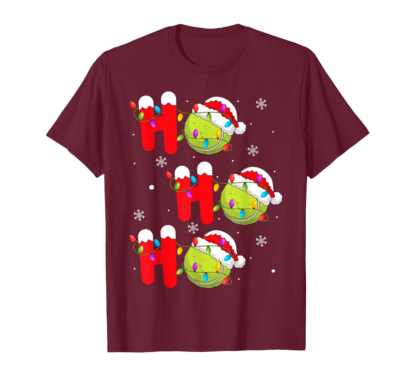 Tennis Ball Christmas Ho Ho Ho Santa Sports Player Xmas T-Shirt