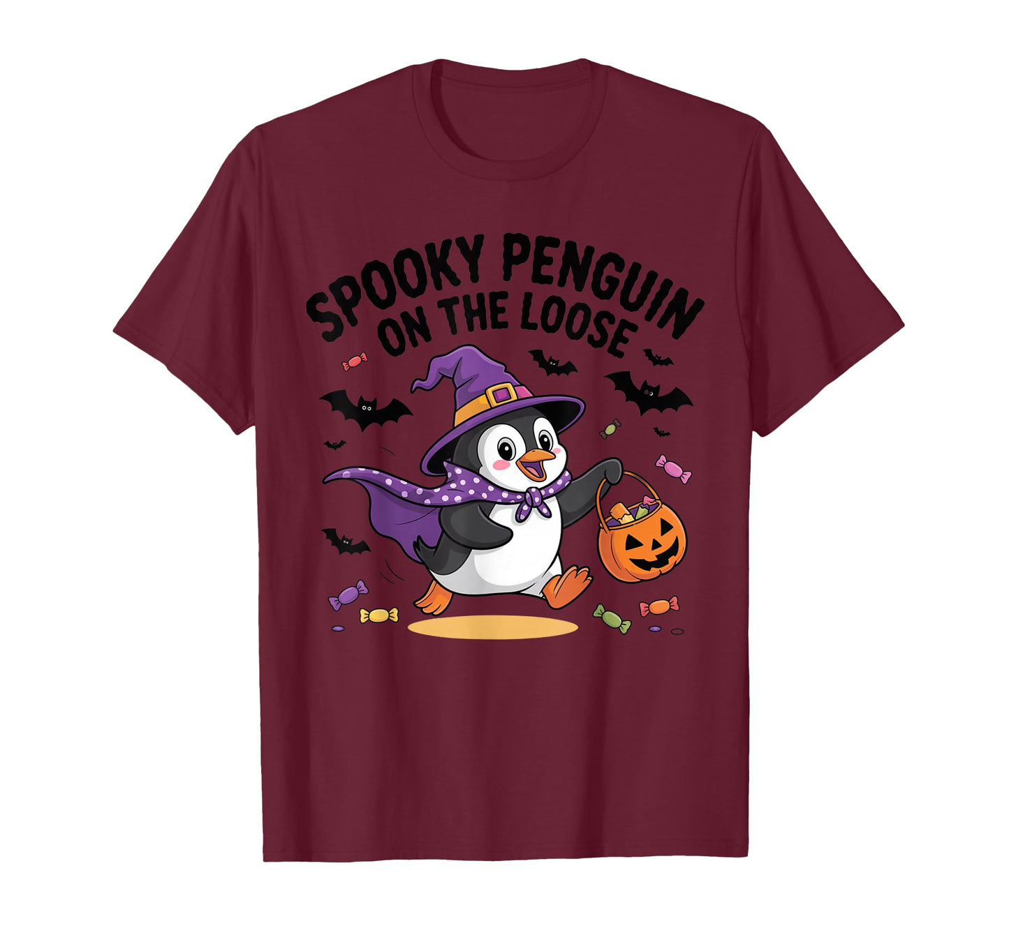 Spooky Penguin On The Loose Funny Halloween Costume T-Shirt