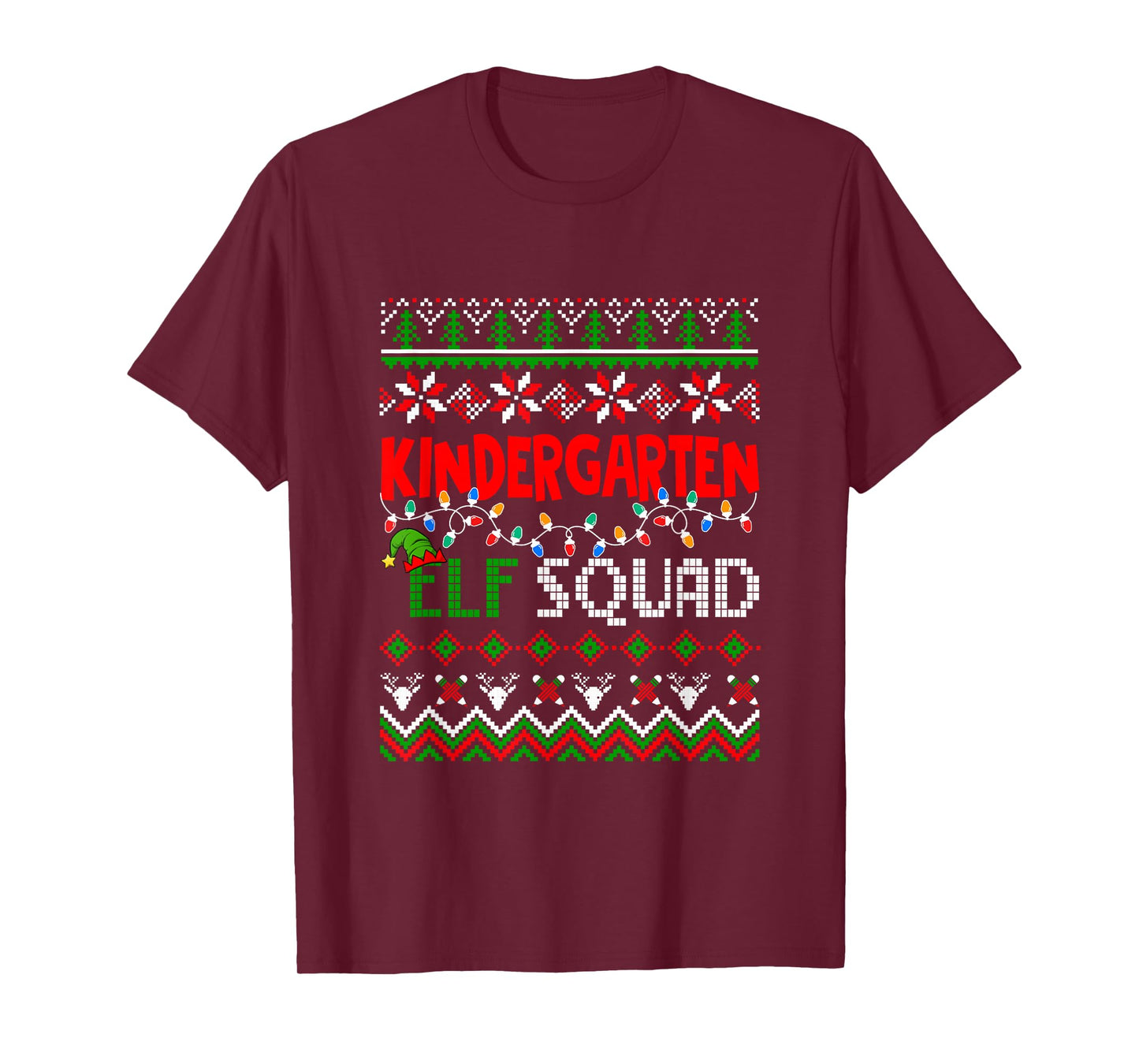 Kindergarten Elf Squad Christmas Sweater Students Teachers T-Shirt