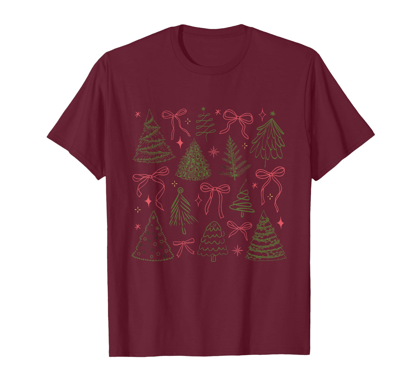 Coquette Bow Christmas Tree Girls Winter Xmas Womens Mens T-Shirt