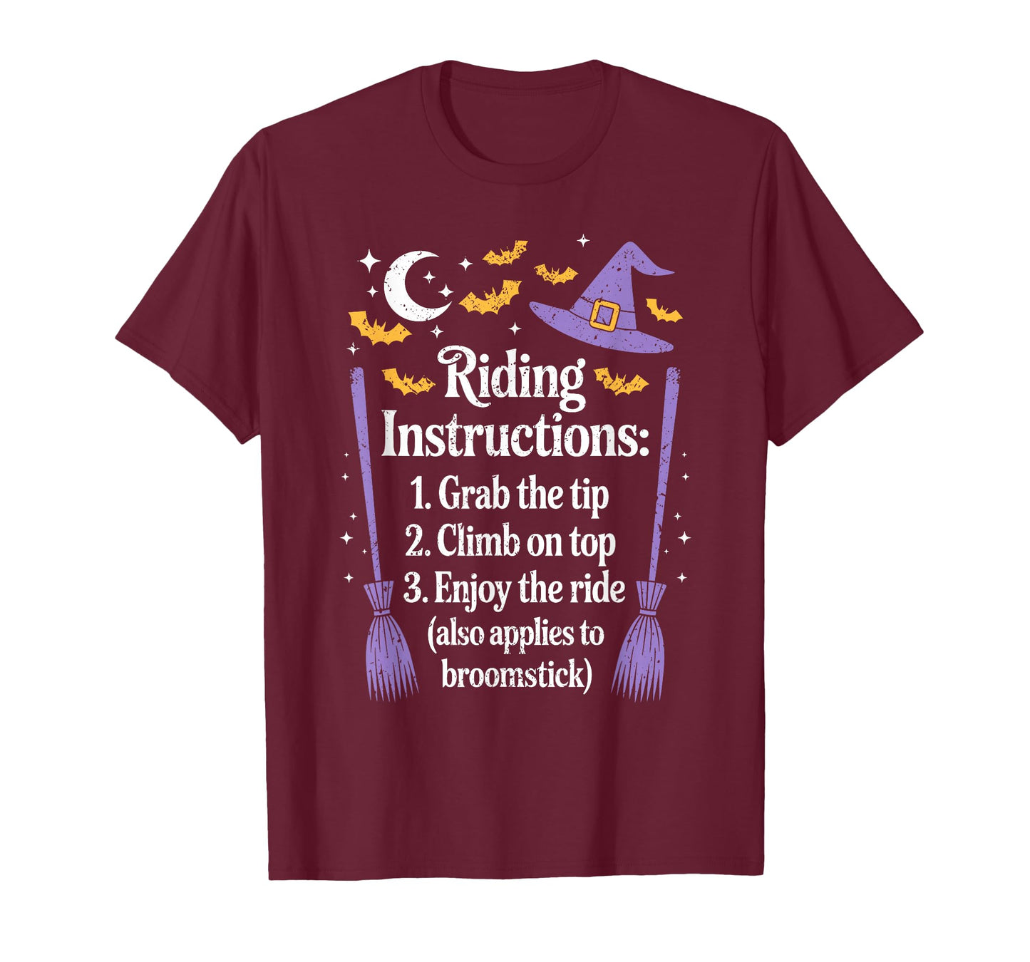 Riding Instructions Witch Broomstick Funny Halloween T-Shirt