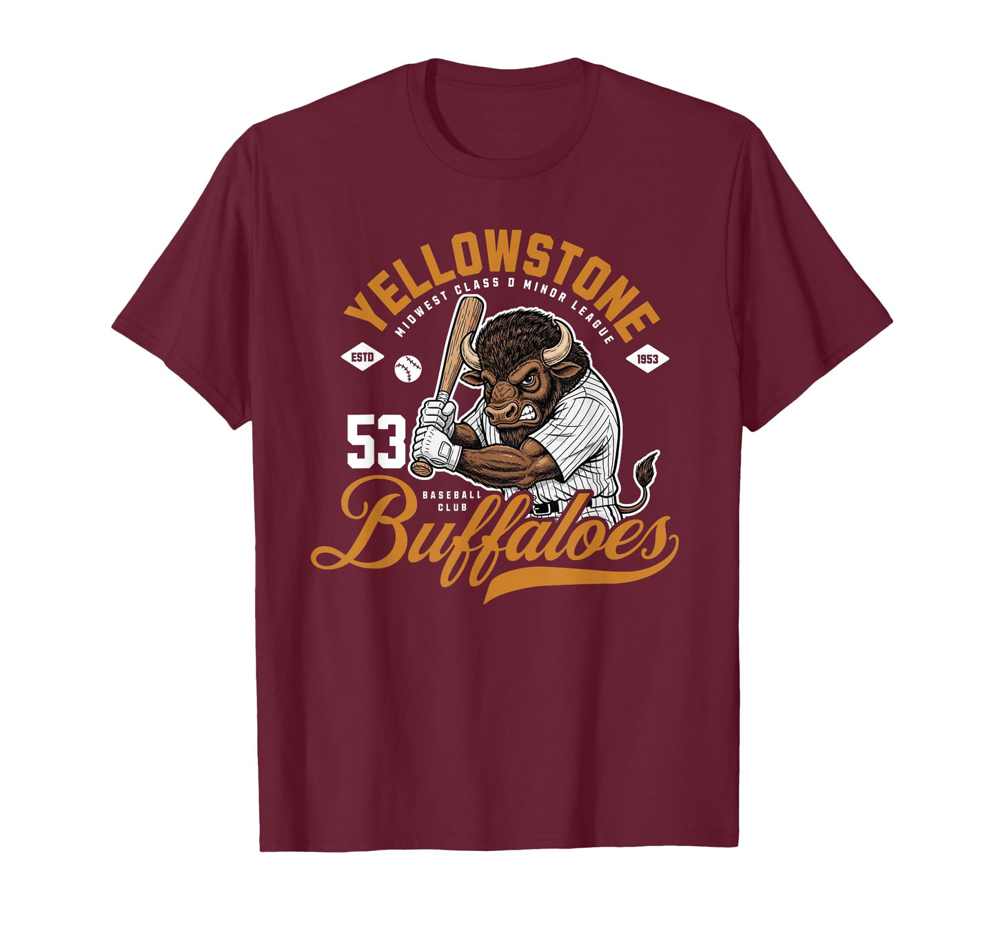 Yellowstone Buffaloes Retro Minor League Baseball Team 1953 T-Shirt