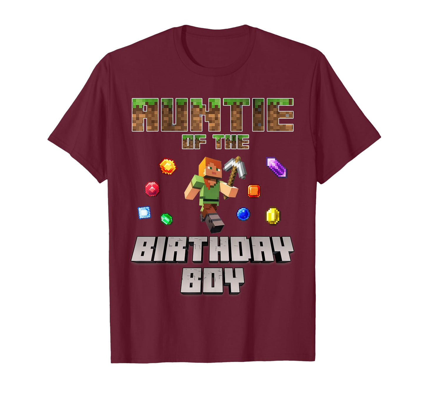 Auntie Of The Birthday Boy Video Gamer Pixel Number T-Shirt