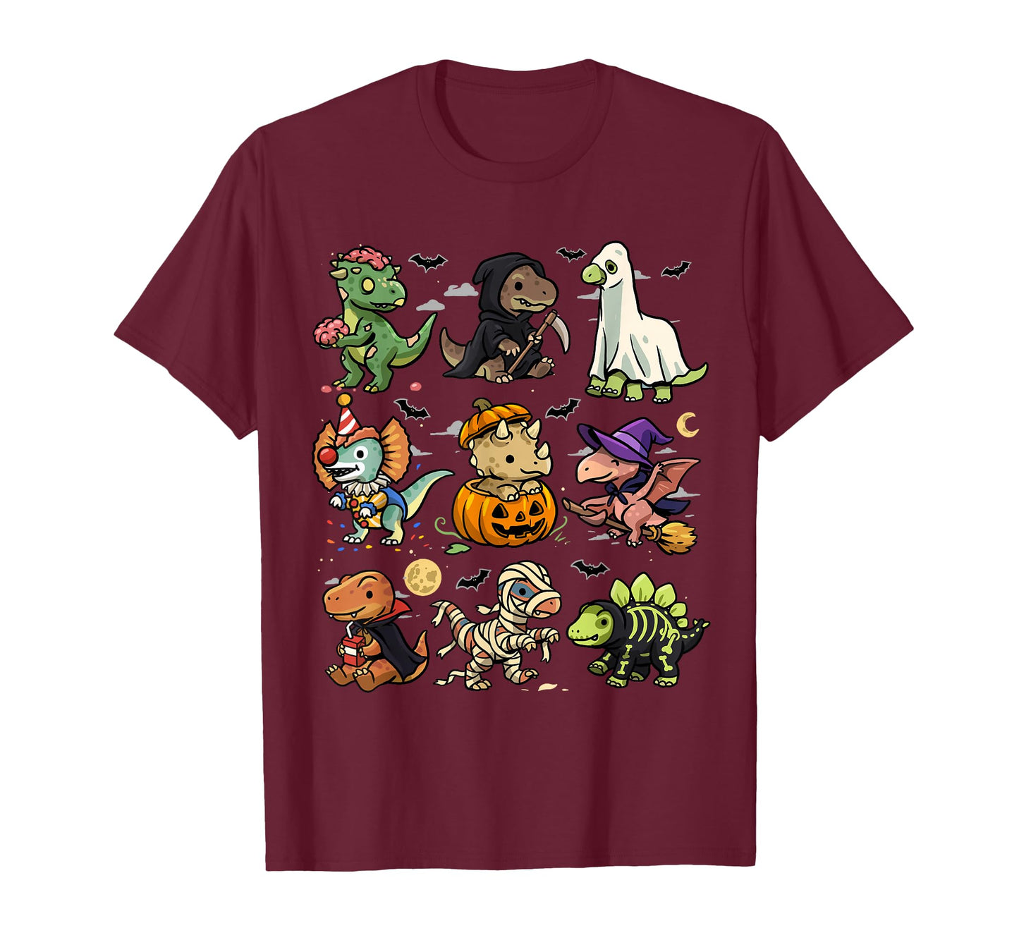 Spooky Dinosaurs Halloween Creepy Dinos Ghost Vampire Zombie T-Shirt