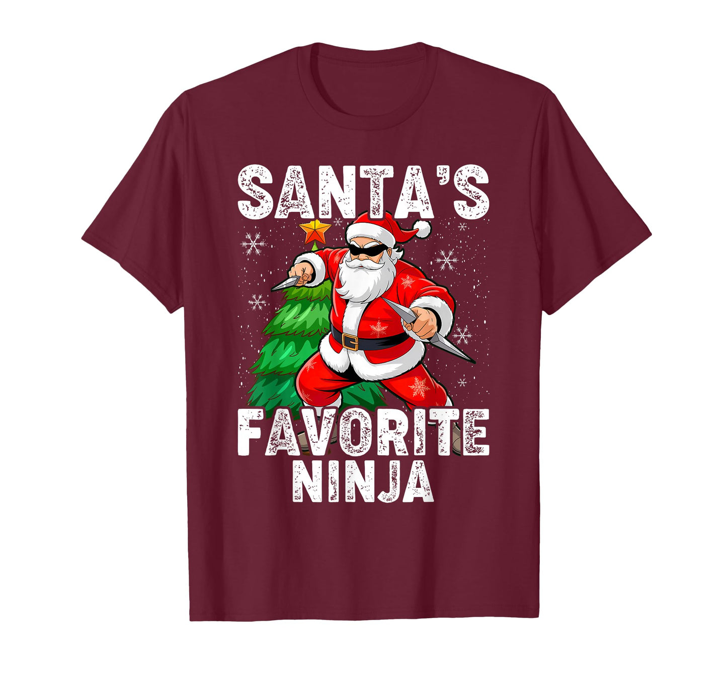 Santa's Favorite Ninja Christmas Hat Funny Xmas T-Shirt