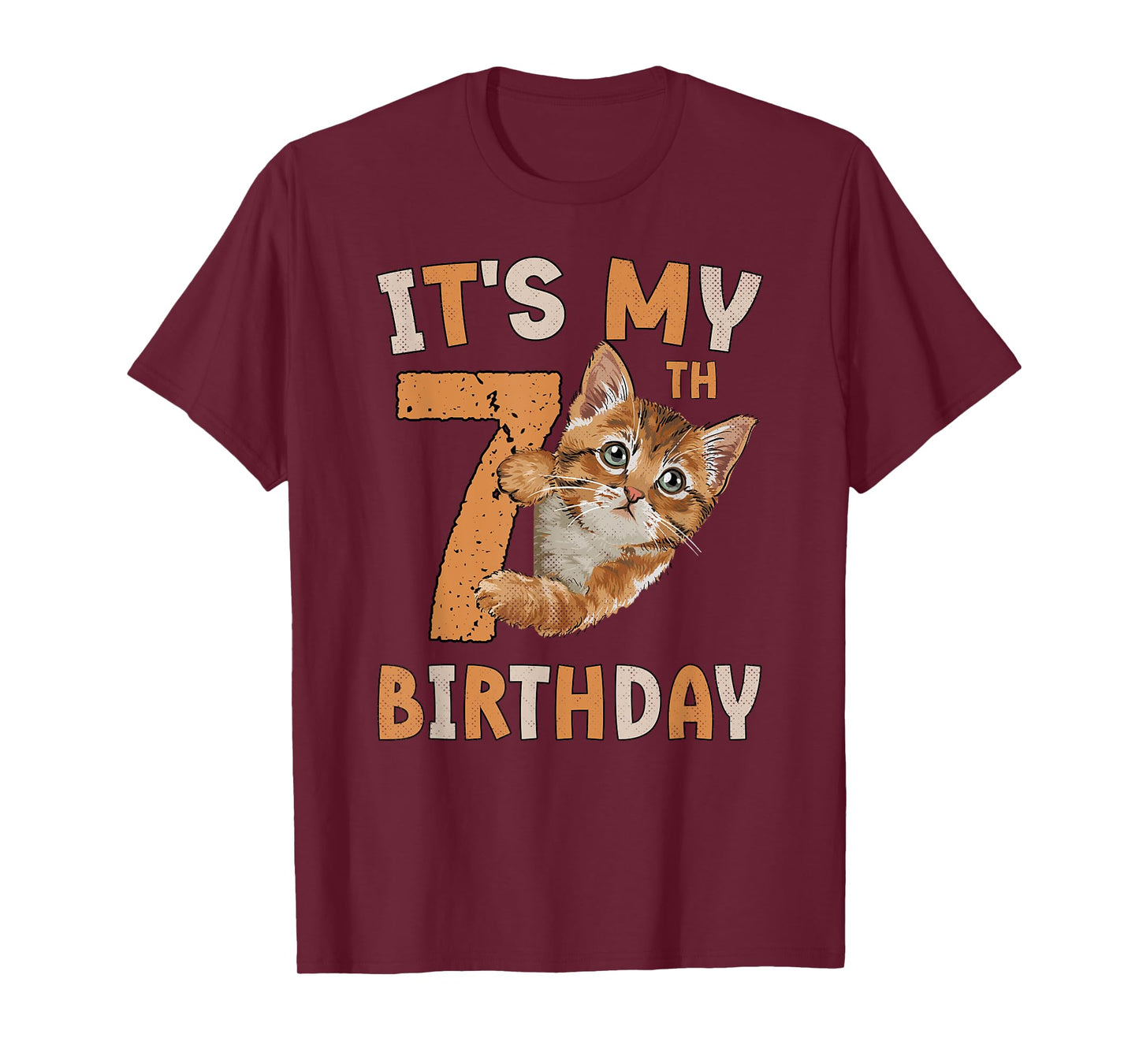 It's My 7th Birthday Cat Lover 7 Years Old Birthday Vintage T-Shirt