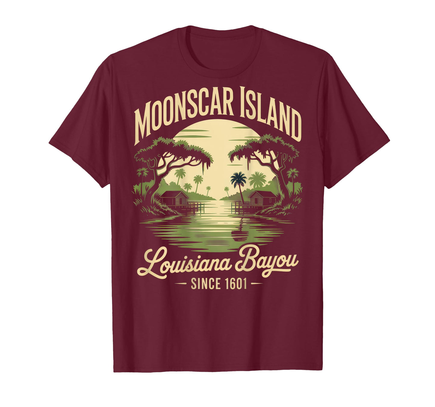 Moonscar Island Louisiana Bayou Retro Landscape Nostalgic T-Shirt