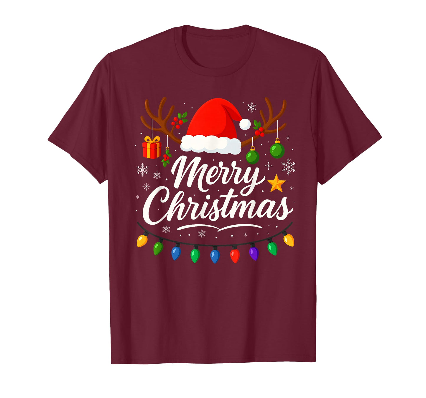 Family Merry Christmas Red Santa Hat Reindeer Xmas Men Women T-Shirt