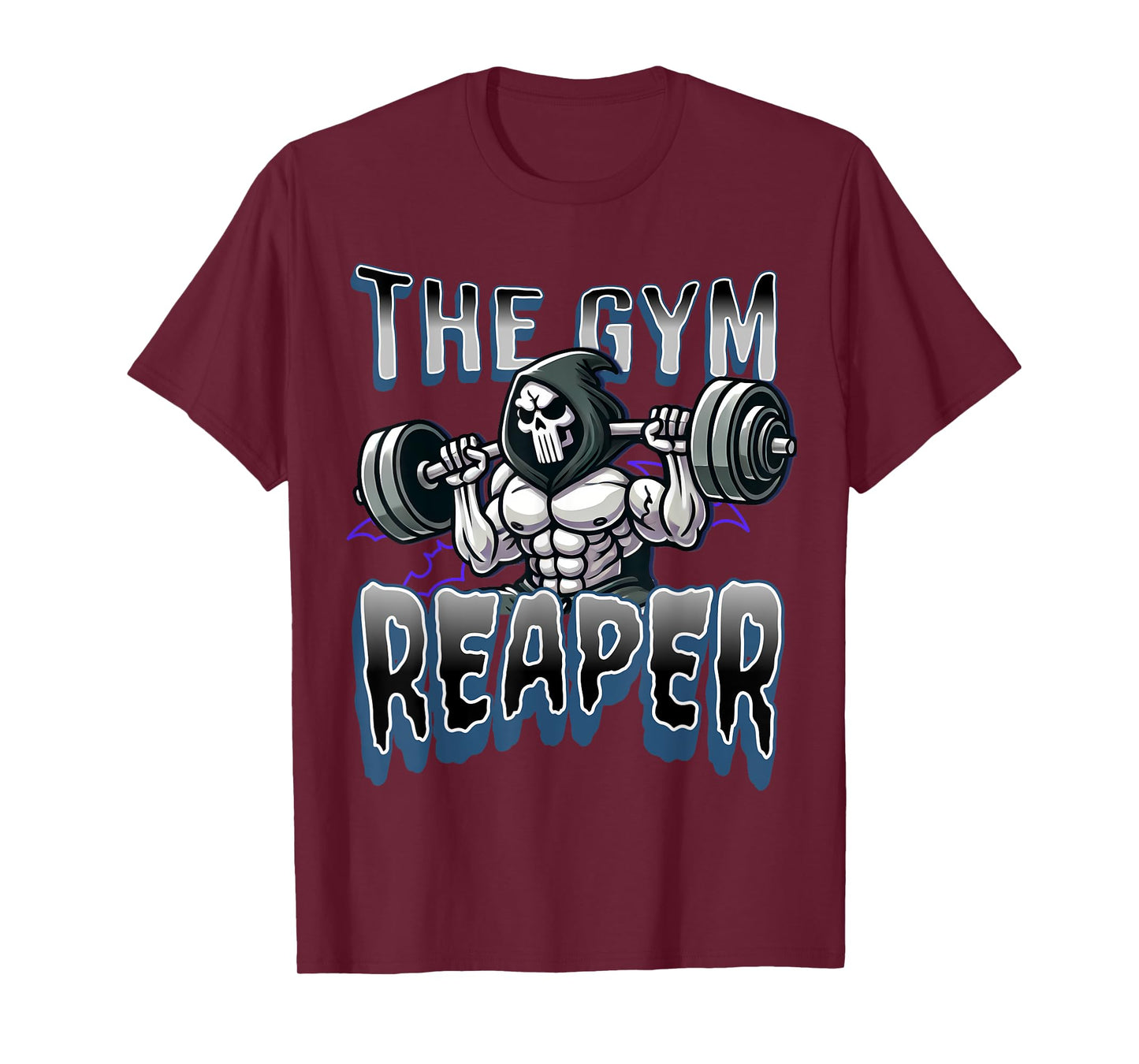 Grim Reaper Workout Gym Halloween T-Shirt: Gym Reaper Design, Black, Unisex-Adults, Short Sleeve, T-Shirt, Size Small