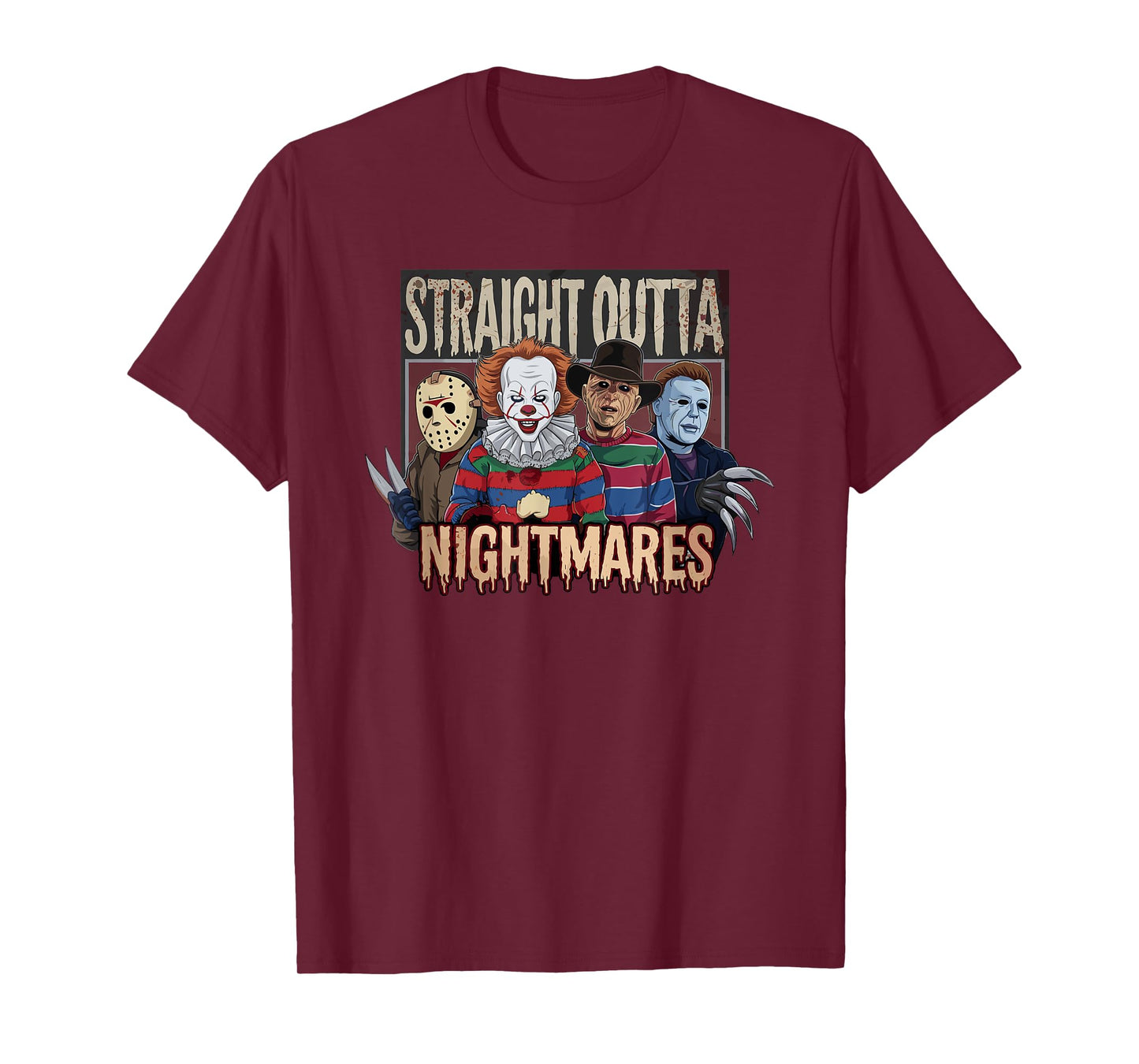 Vintage Horror Halloween Scary Straight Outta Nightmares T-Shirt