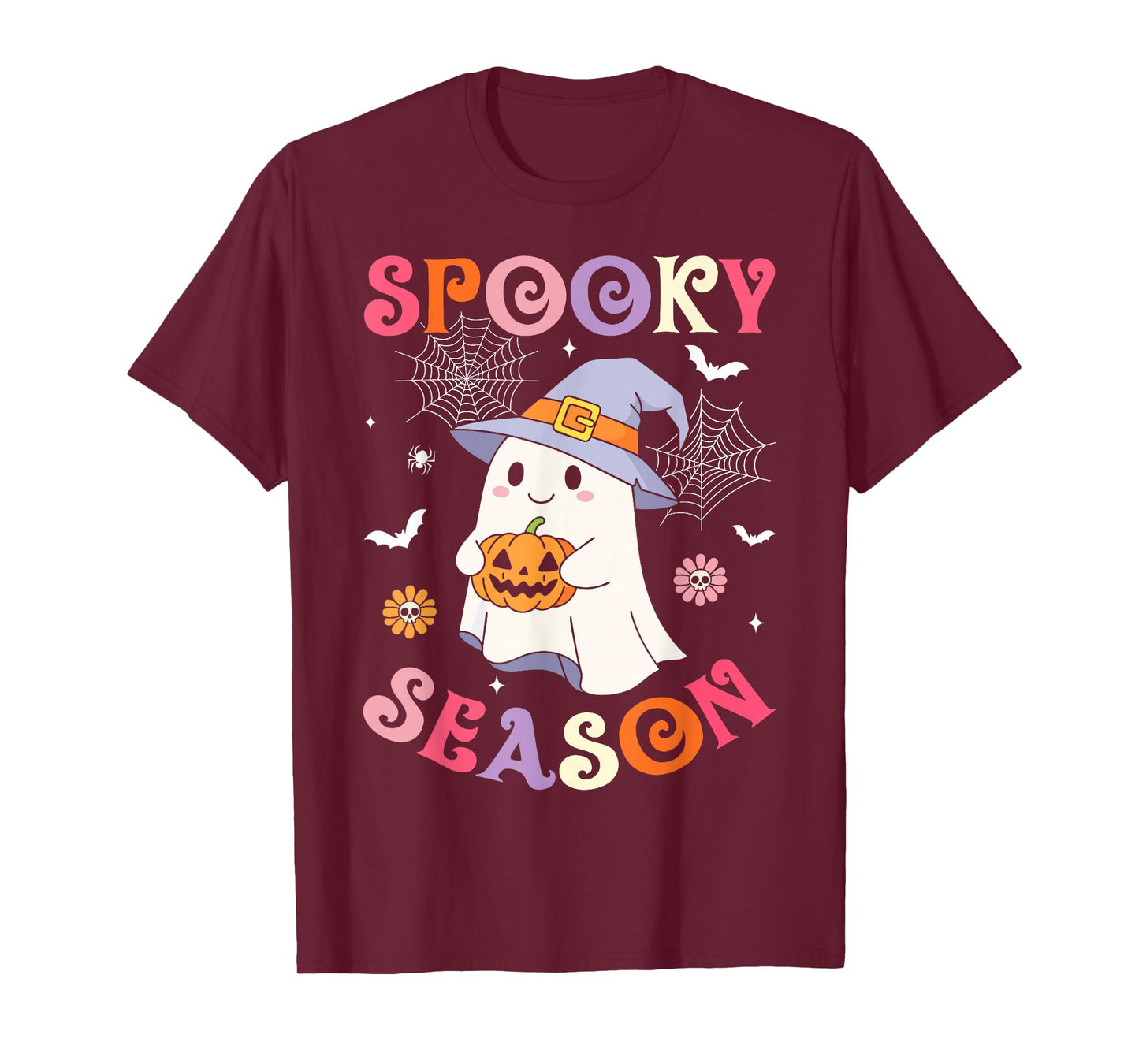 Spooky Season Happy Halloween Retro Ghost Spooky Women Girls T-Shirt