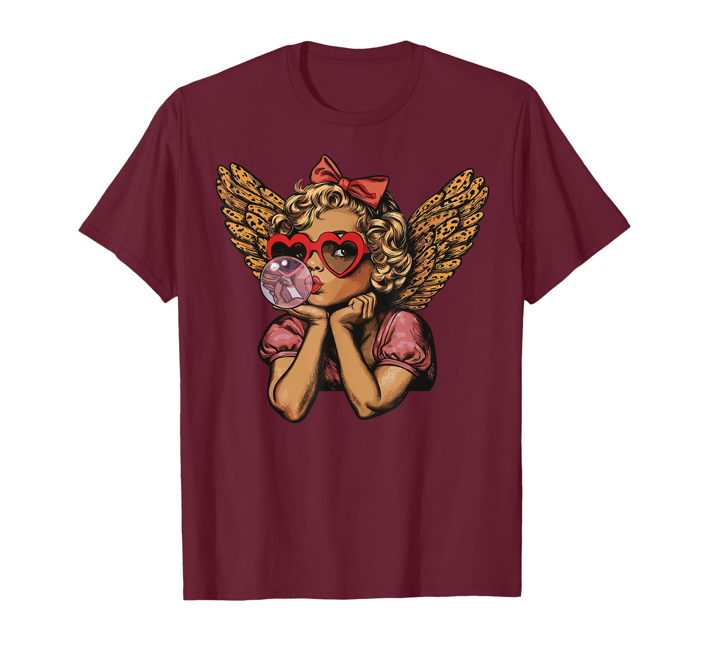Cupid Blowing Bubble Heart Sunglasses Leopard Valentines Day T-Shirt