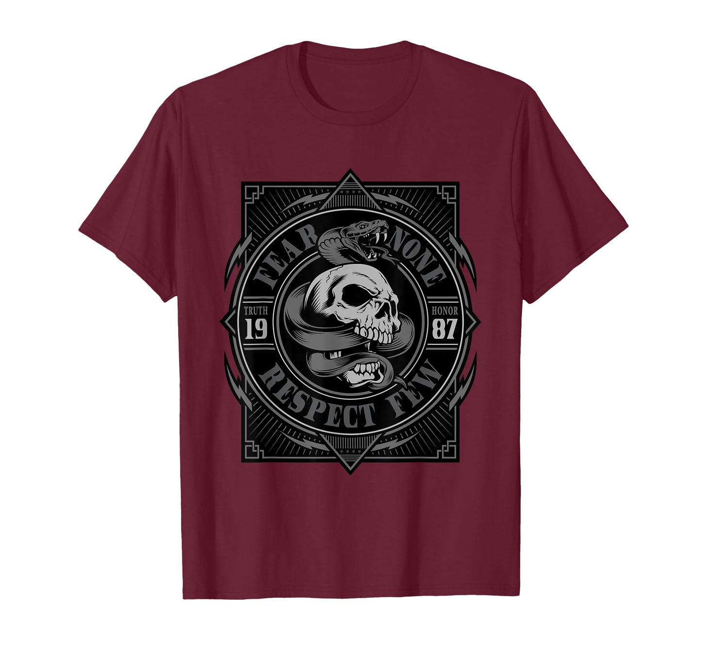 Biker Shirt, T-Shirt, Skull, fear none, respect few, men T-Shirt
