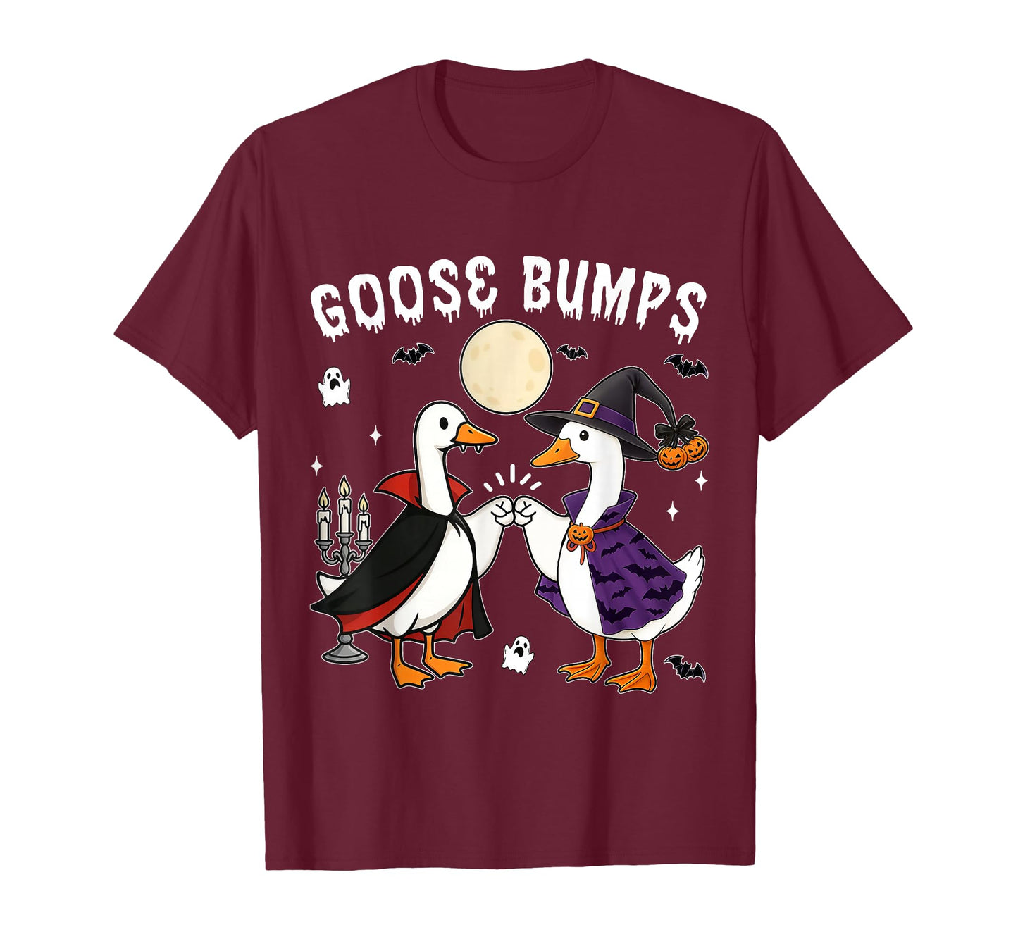 Retro Goose Bumps Funny Halloween Witches Goose Fist Bump T-Shirt