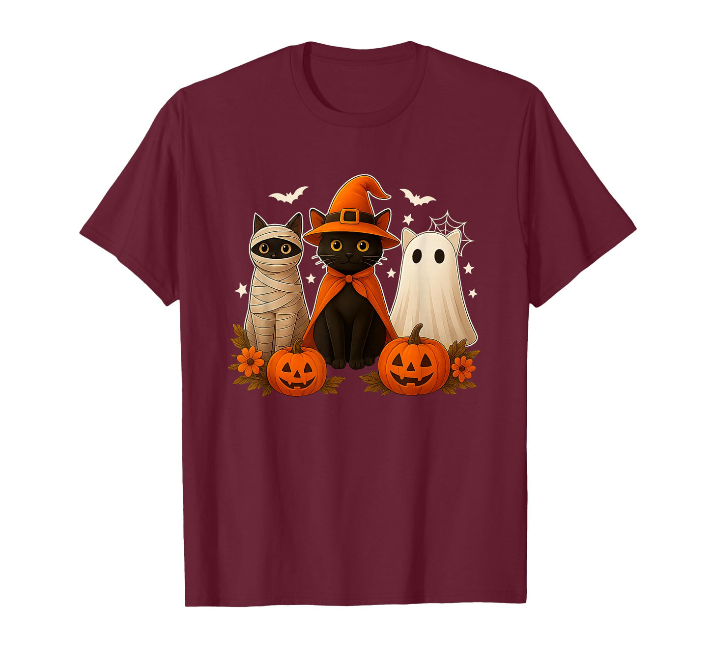 Halloween Black Cat Witch Scary Pumpkin Women Men Kids T-Shirt