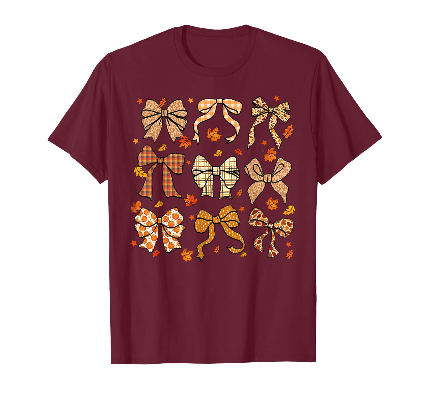 Fall Coquette Bow Fall Pumpkin Thanksgiving Women Girl T-Shirt