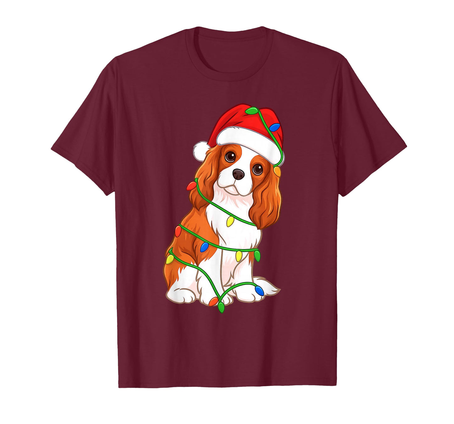 Cavalier King Charles Spaniel Christmas Tree Lights Holiday T-Shirt