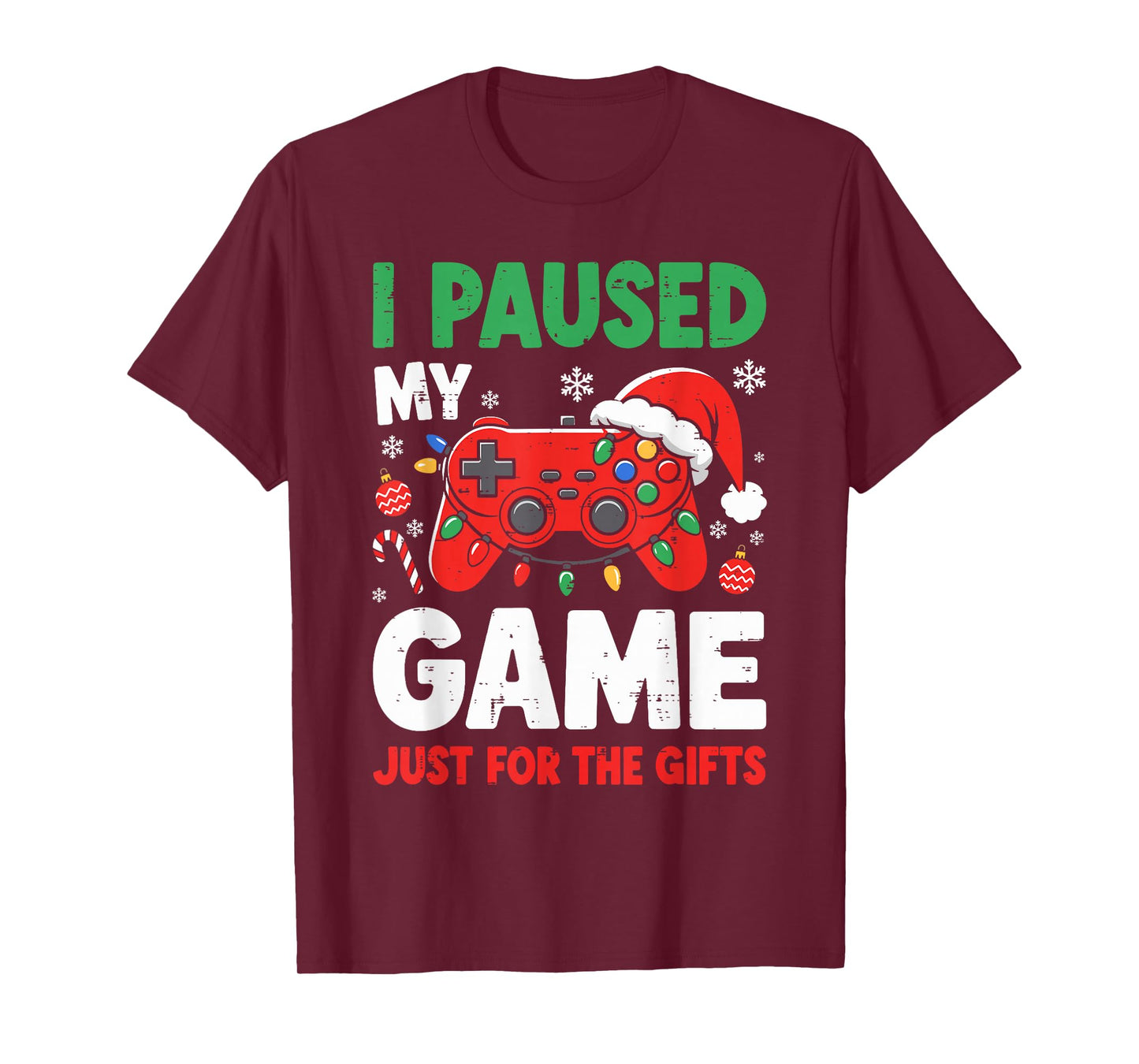 I Paused My Game Just for The Christmas Gamer Xmas Men Kids T-Shirt