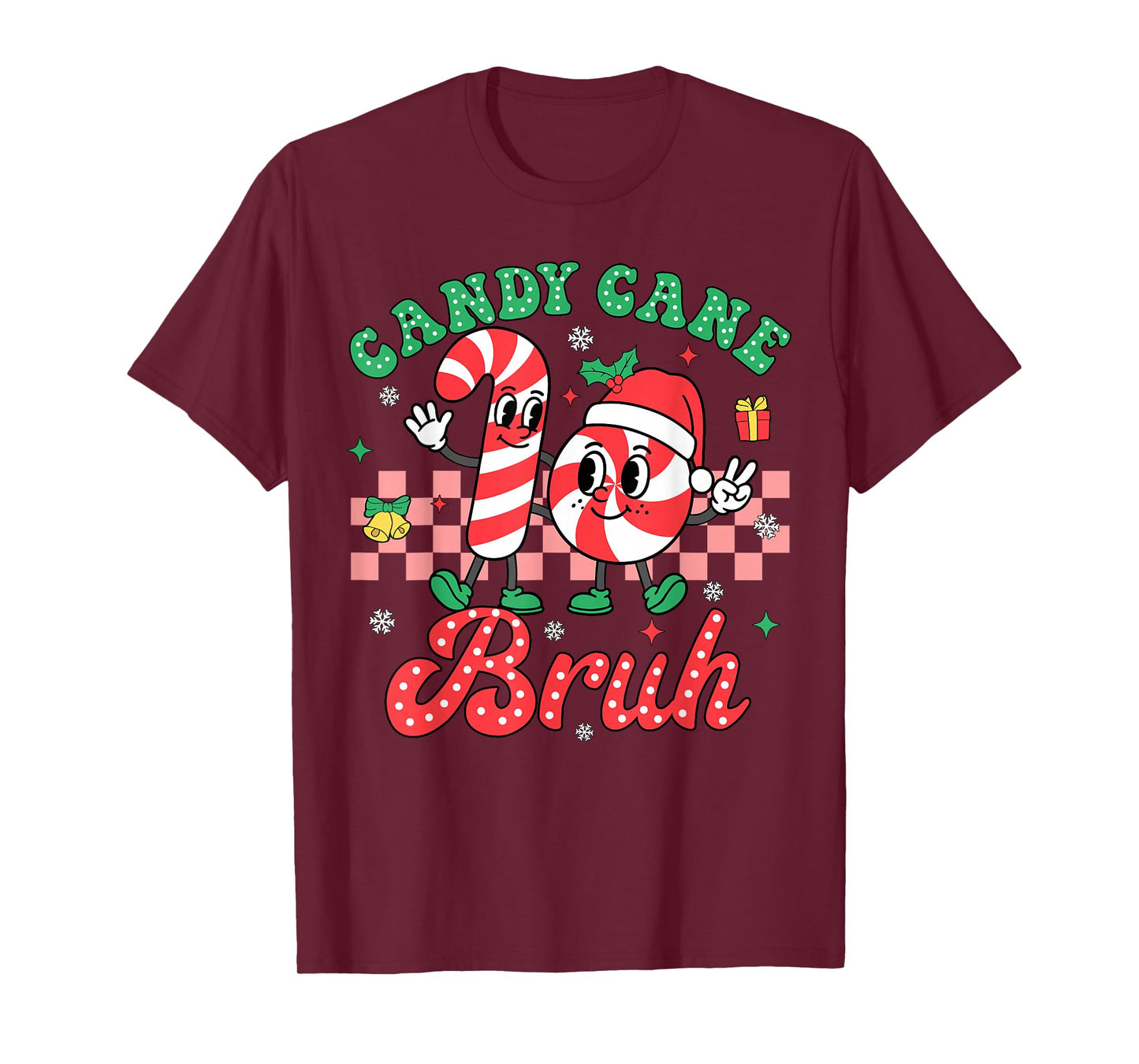 Candy Cane Bruh Christmas Love Candy Boys Girls Kids Xmas T-Shirt