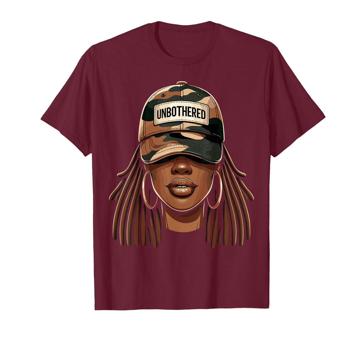 Unbothered Black Girl With Cap Camo Afro Woman T-Shirt