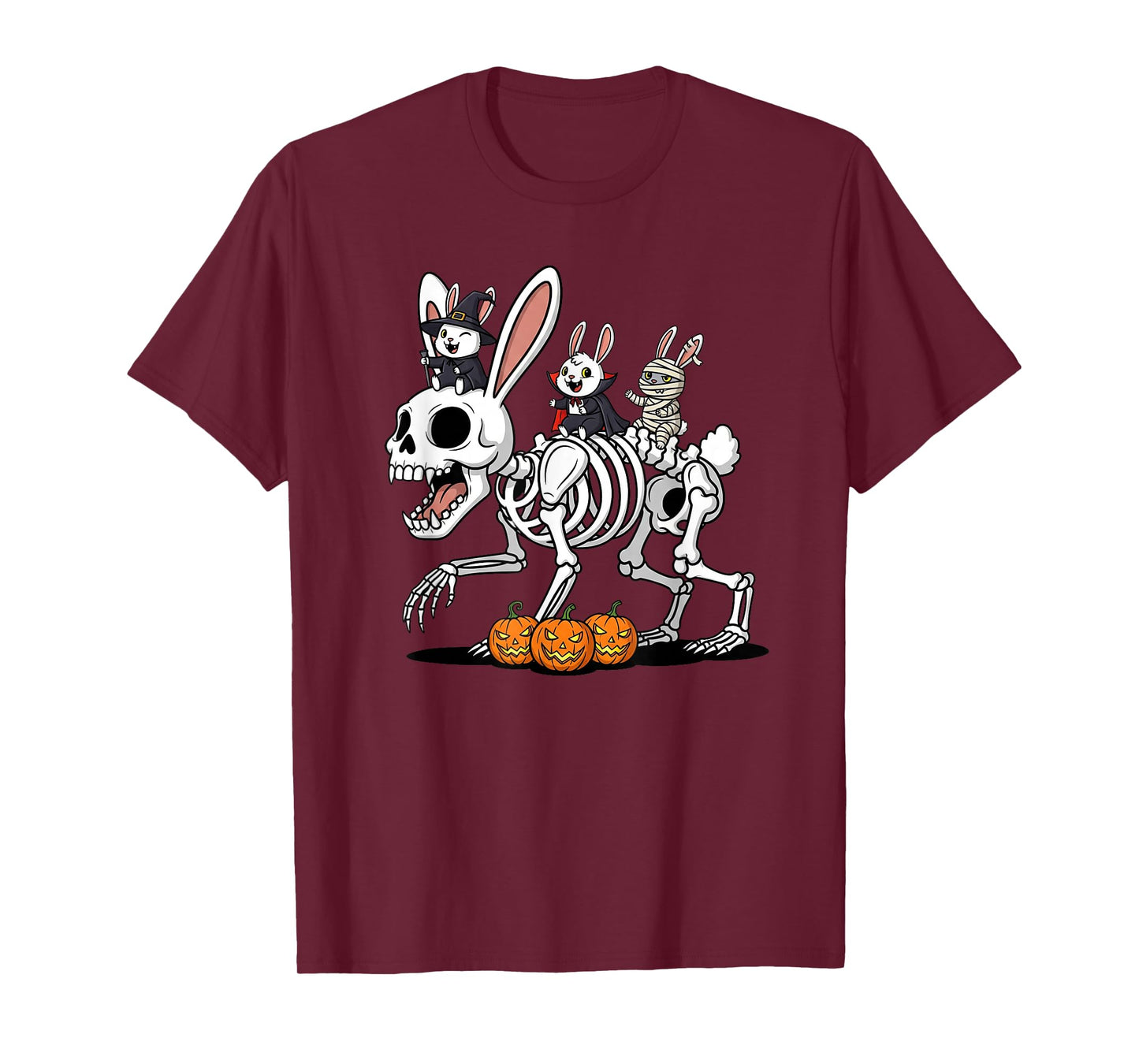 Funny Rabbit Skeleton Mummy Witch Halloween Kids Mens Womens T-Shirt