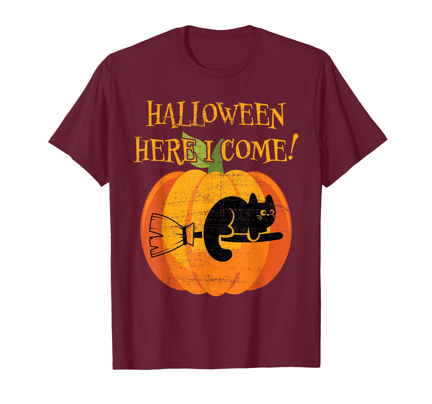 Funny Cat Lady Halloween Pumpkin Witch Black Cat Costume Cat T-Shirt