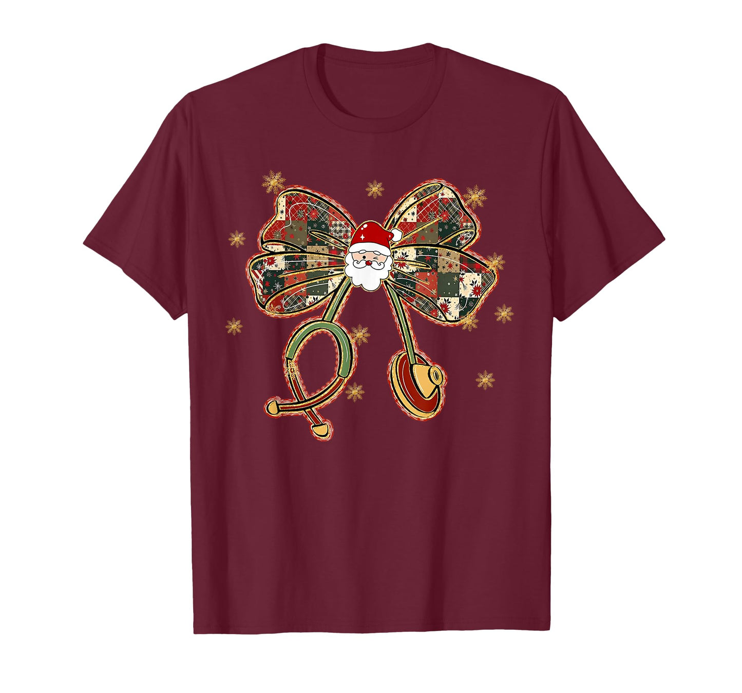 Christmas Nurse Coquette Bow Stethoscope Nursing Xmas Pjs T-Shirt
