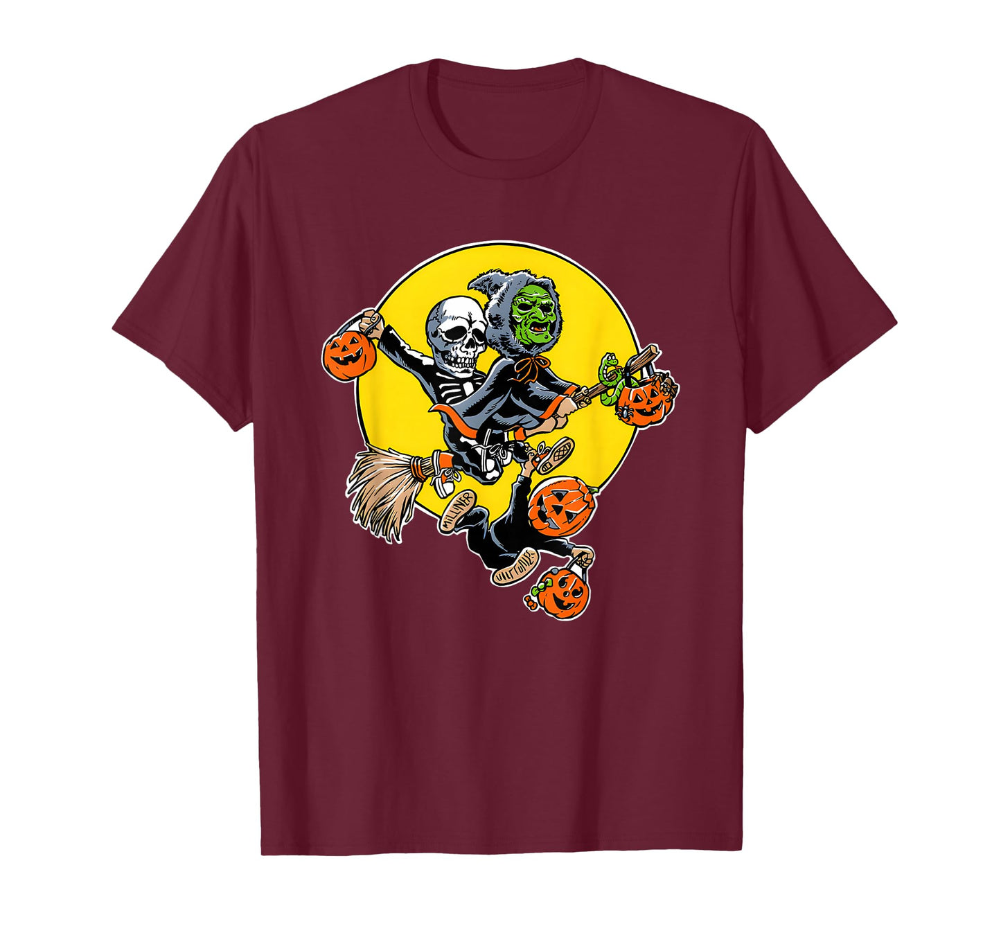 Witch and Skeleton Trick Or Treating Halloween T-Shirt