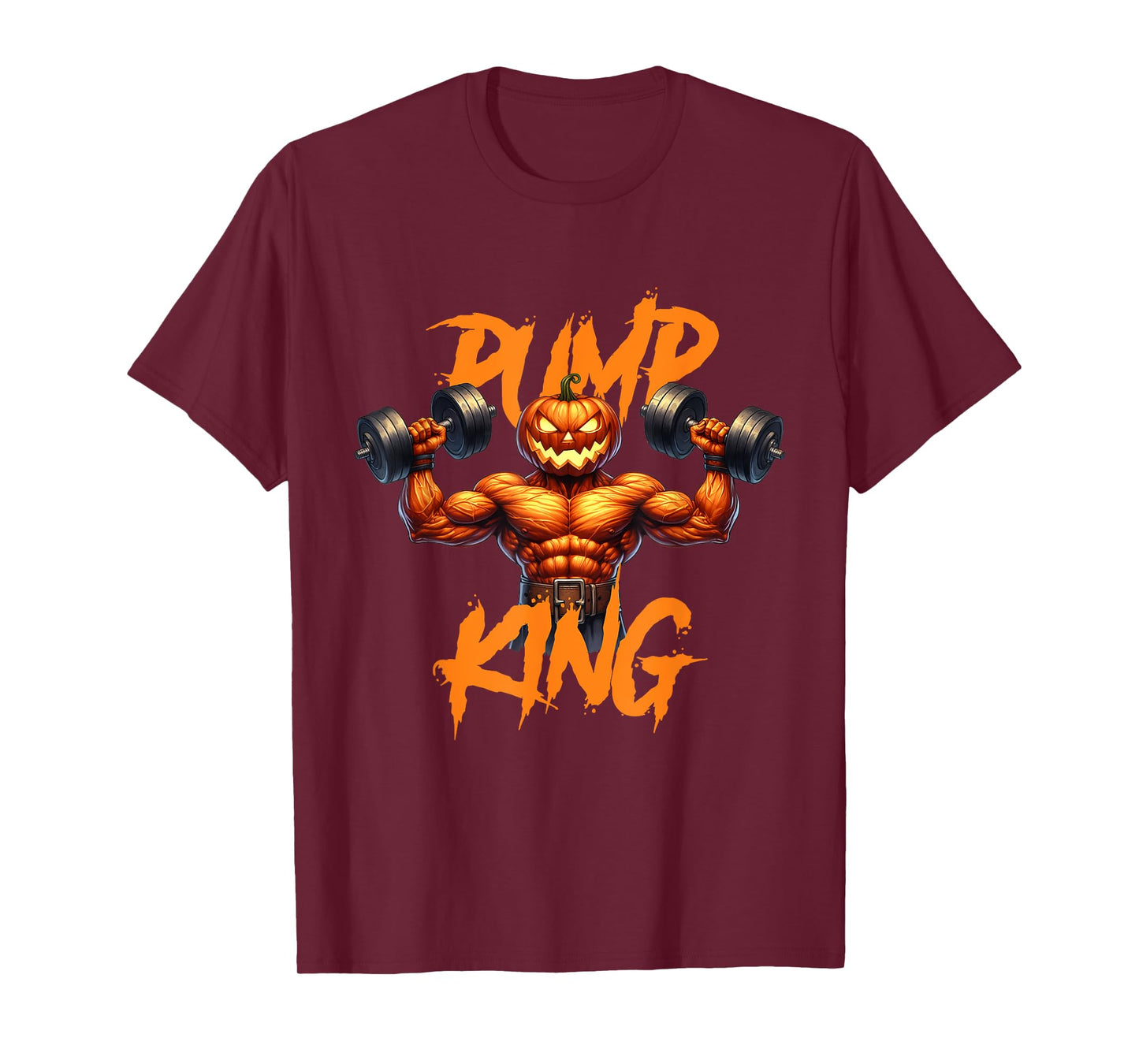 Pump King Gym Workout Lifting Pumpkin Pun Funny Halloween T-Shirt