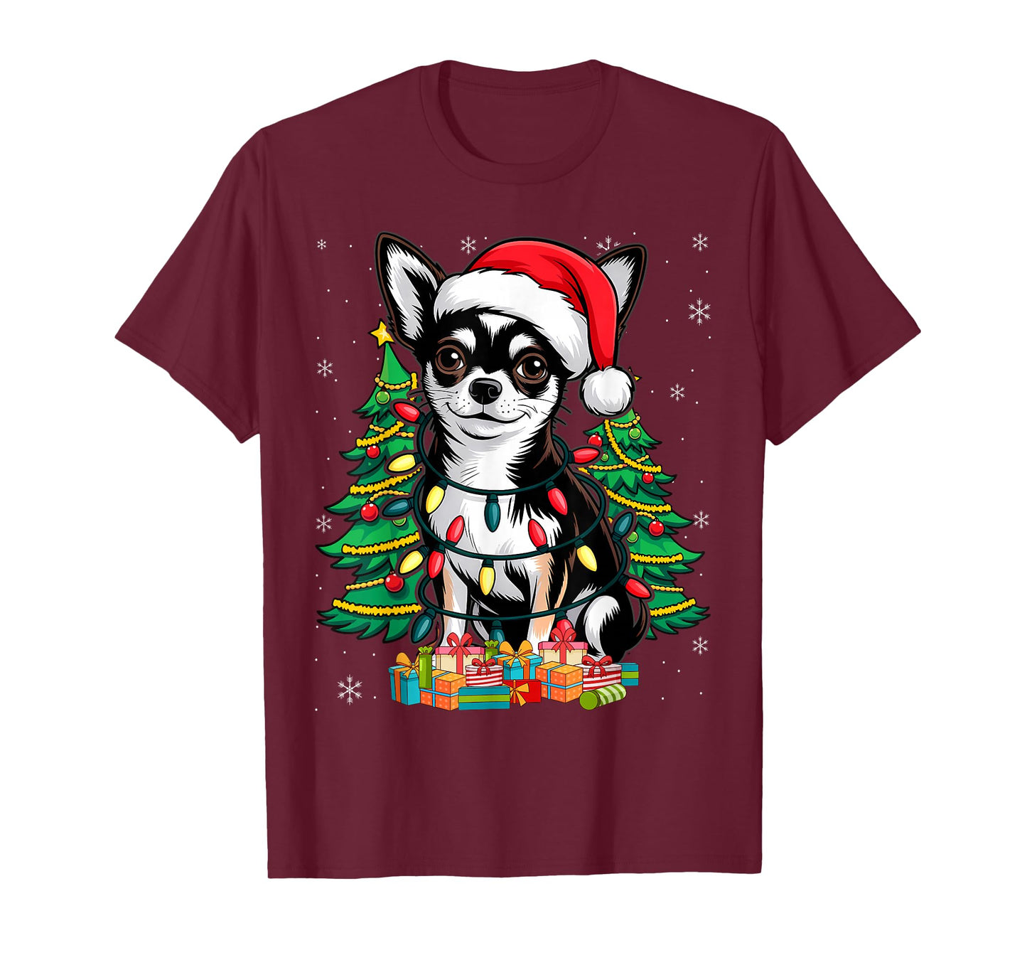 Chihuahua Santa Christmas Tree Lights Xmas Boys Dog Dogmas T-Shirt