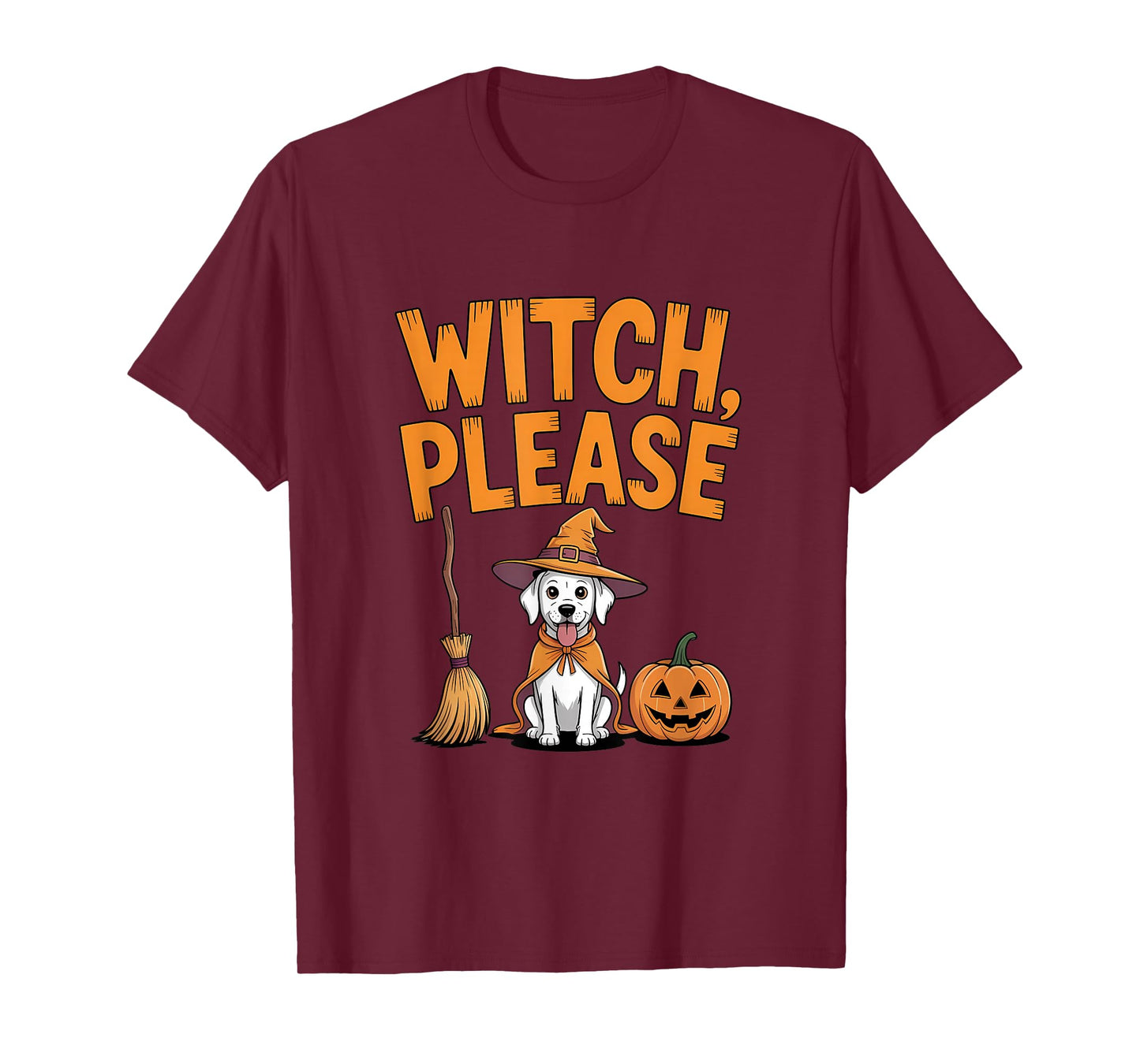 Witch Halloween Dog Pumpkin Broom Costume Pet Cute T-Shirt