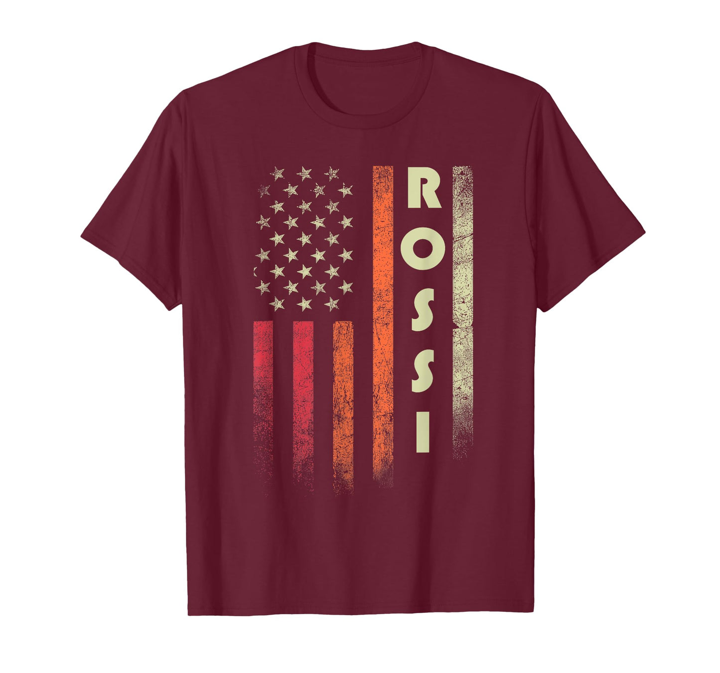 ROSSI Surname Funny Retro Vintage Birthday American Flag T-Shirt