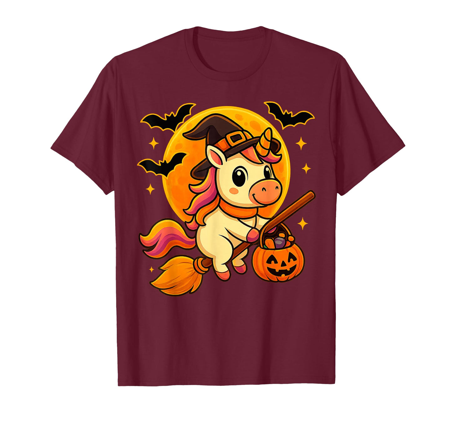 Cute Unicorn Witch Pumpkin Halloween Costume Boys Girls T-Shirt