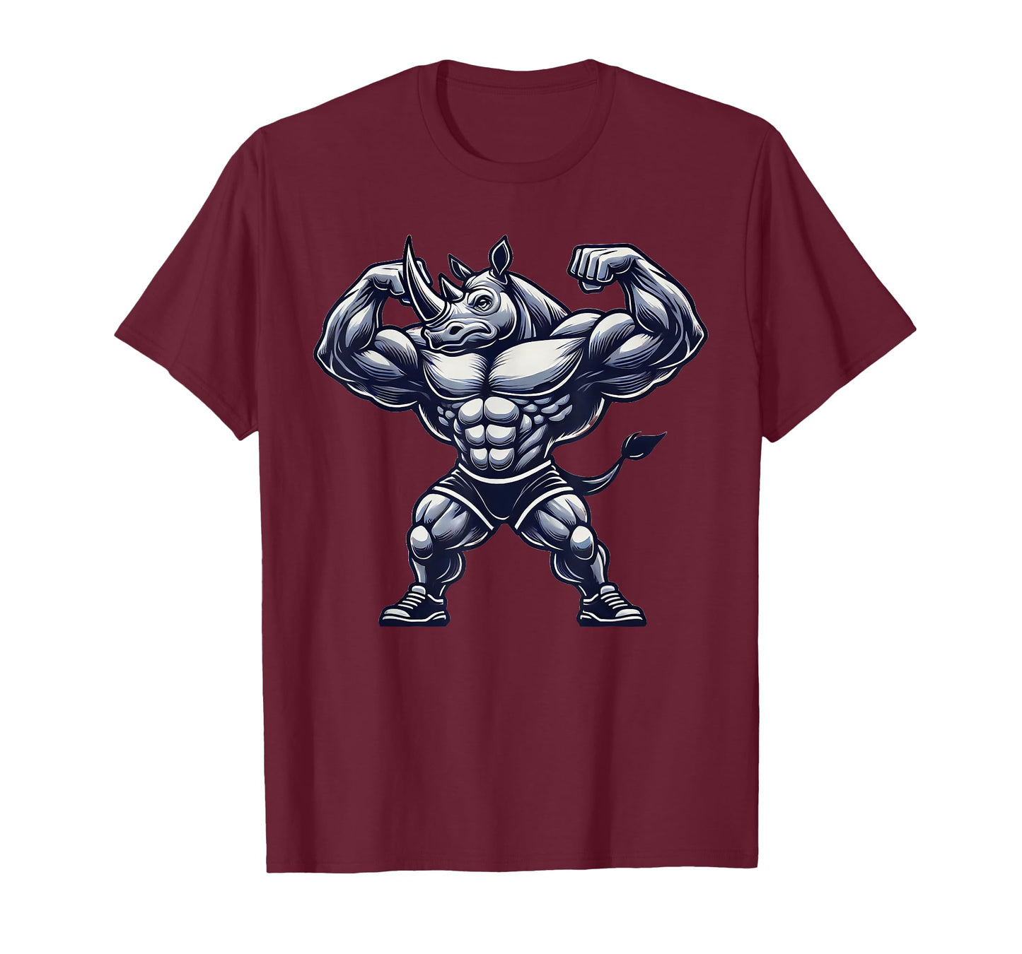 Muscular Rhino Powerlifting Weightlifting Gym Workout T-Shirt