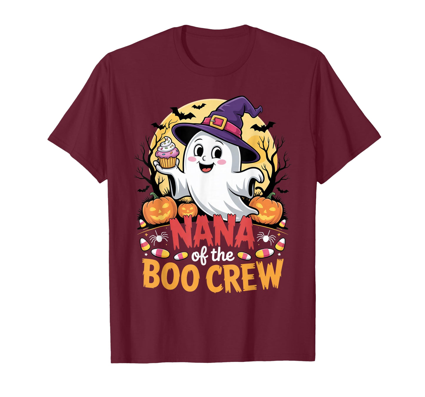 Nana of The Boo Crew Halloween Ghost Outfit with Pumpkins T-Shirt