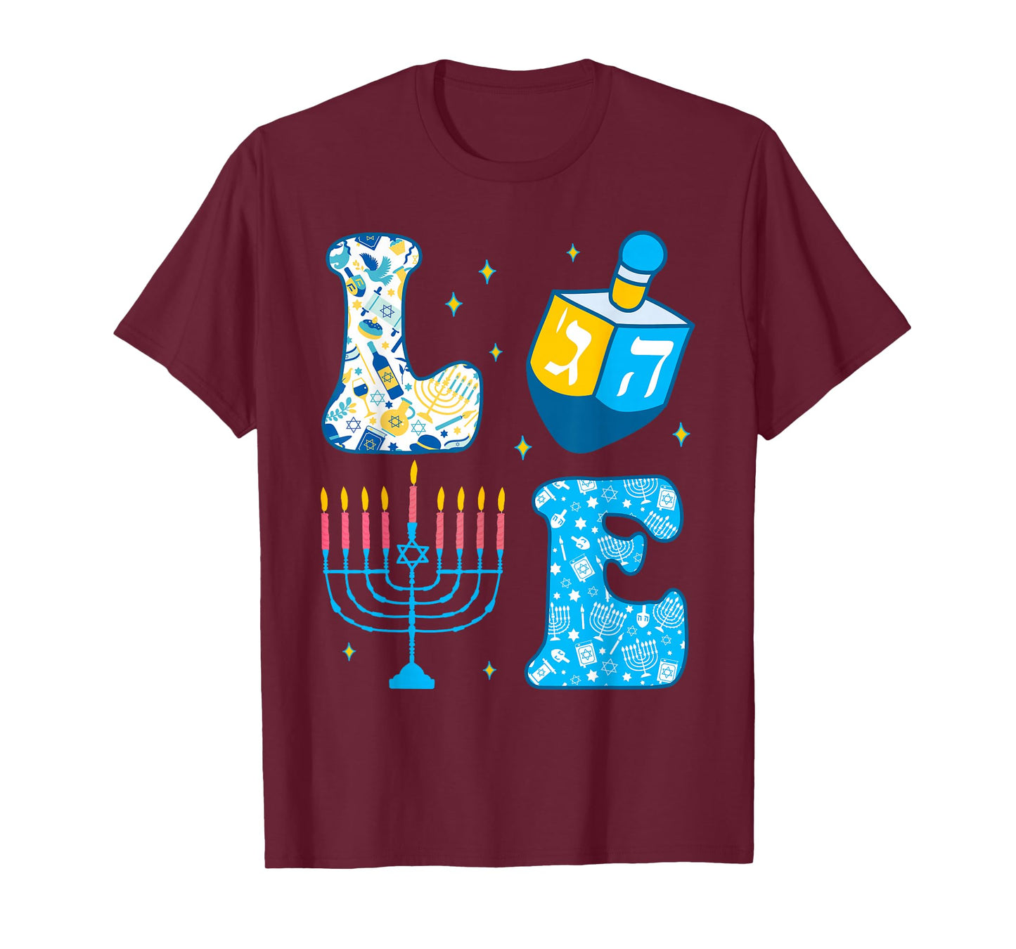 Love Cute Hanukkah Dreidel Menorah Chanukah Jewish Holiday T-Shirt